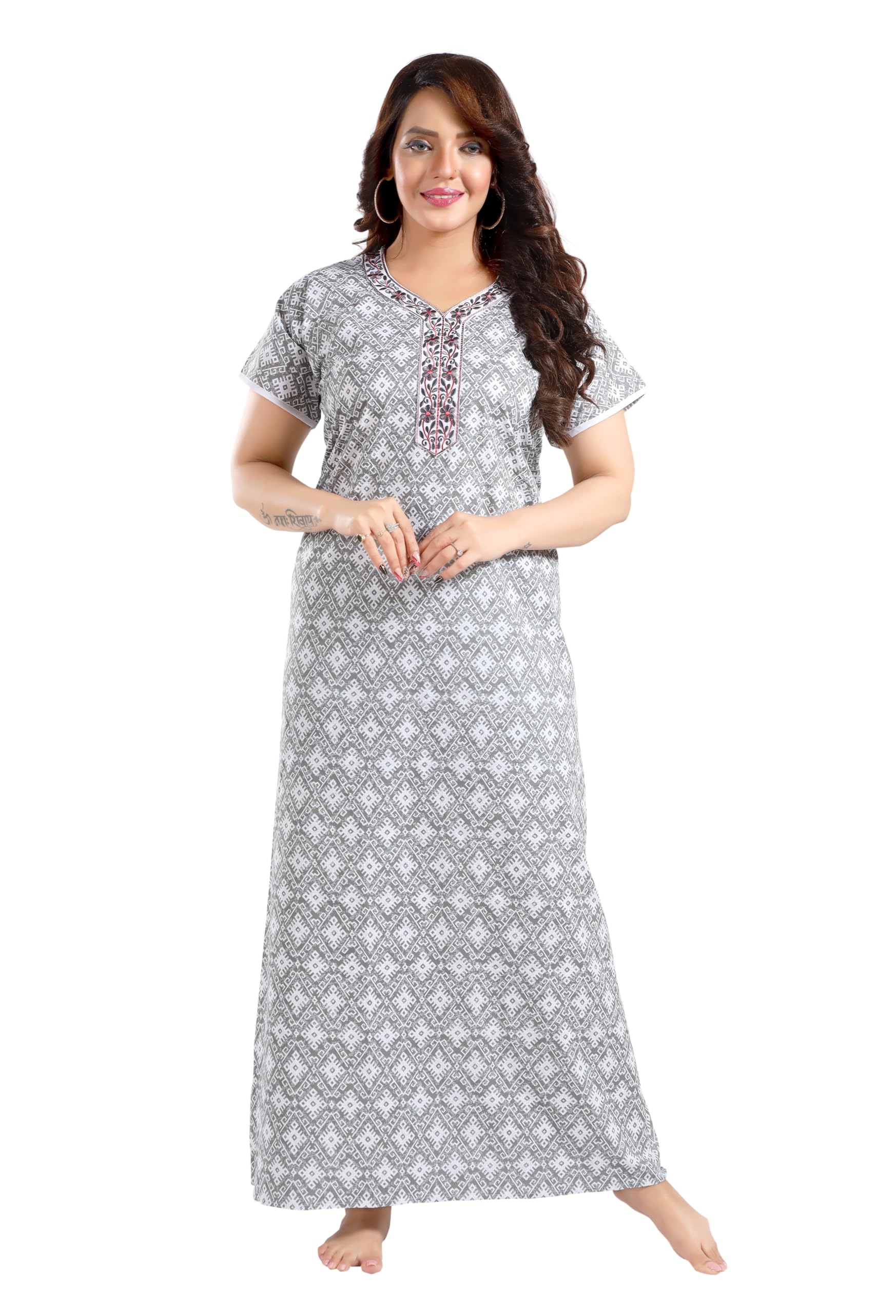 TRUNDZPrinted Pure Cotton Nighty(10323)