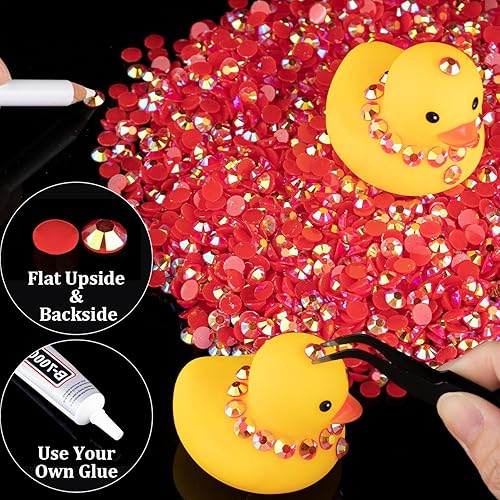 Miniatura 5 de 4000 diamantes de imitación de resina de 0.157 pulgadas a granel, color rojo AB con parte trasera plana, diamantes de imitación redondos de gelatina