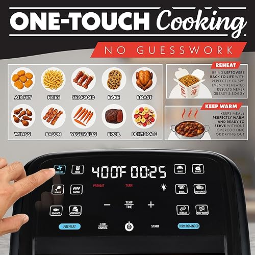 Miniatura 2 de Gourmia Freidora de aire de 7 cuartos de galón  Ventana panorámica fácil de ver y luz interior, cocina guiada con 12 ajustes preestablecidos de un