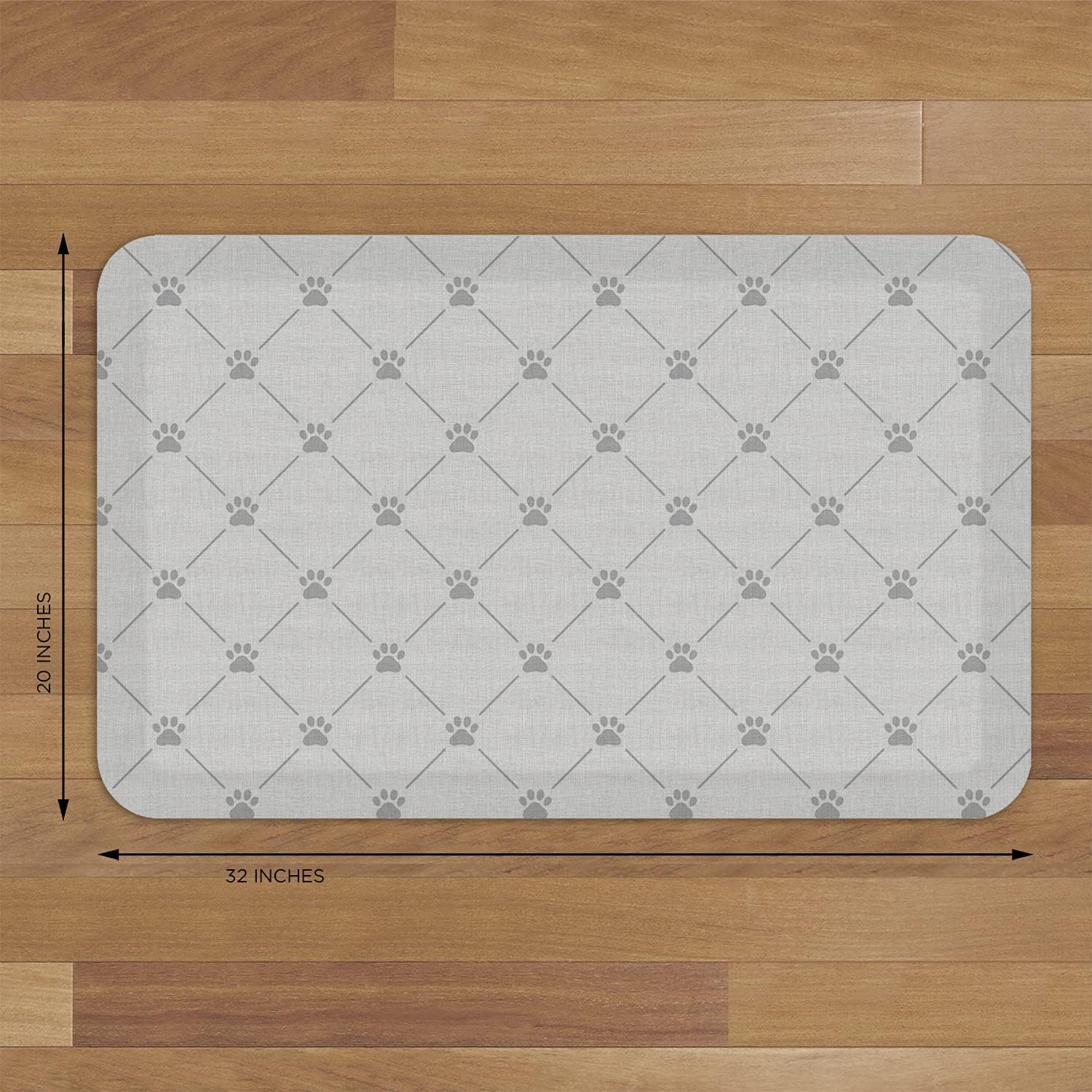 GelPro Designer Anti-Fatigue Comfort Floor Mat, 20 x 32, Paw Print Lattice Greyhound (106-P-2032-P1GH)