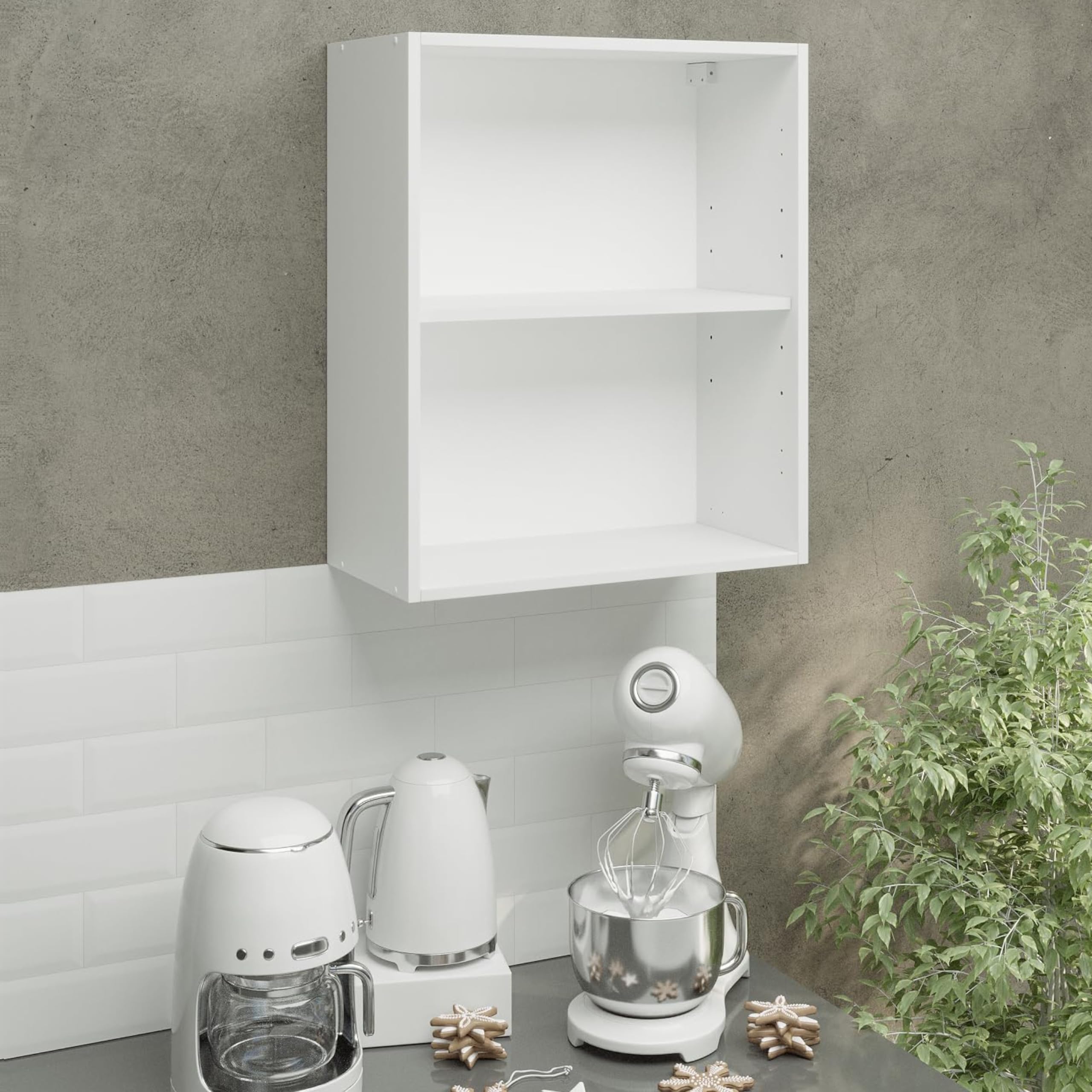 JD Greta Kitchen Wall Cabinet 300-1000mm Mounted Upper Carcass - No Doors (Handles, Hinges, Wall Brackets Included) (600mm)