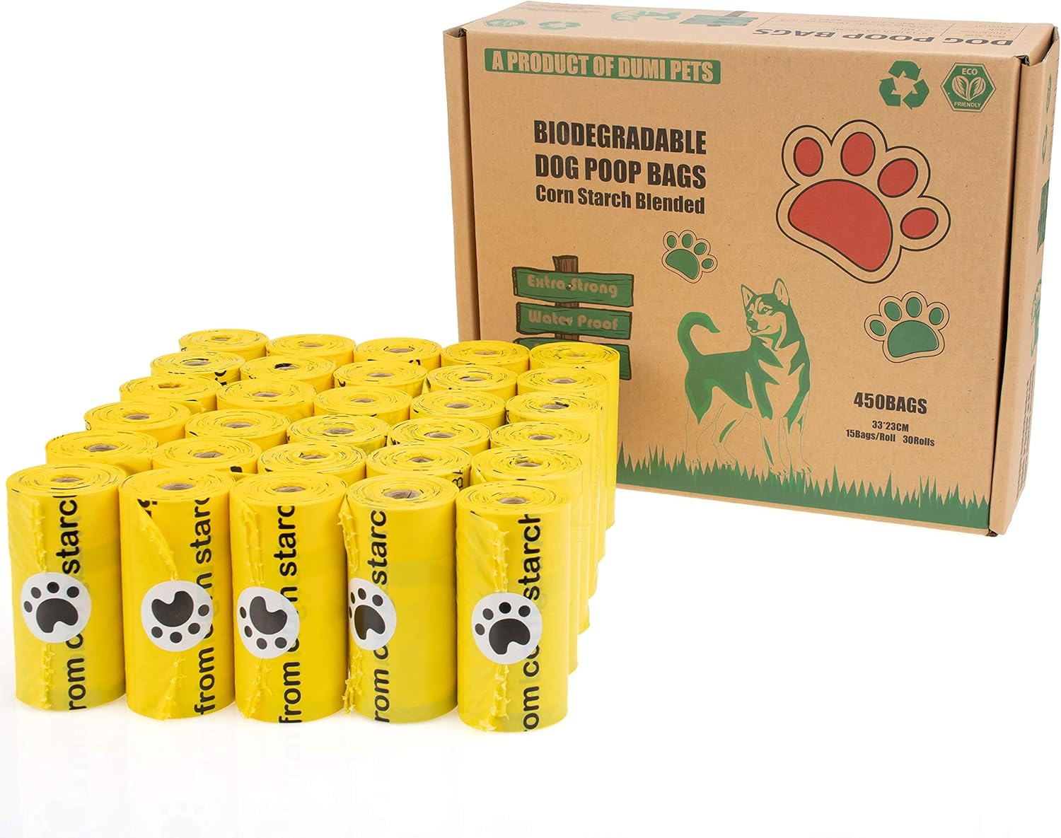 Dumi Pets Biodegradable poo bags Extra Thick and Strong,Leak Proof