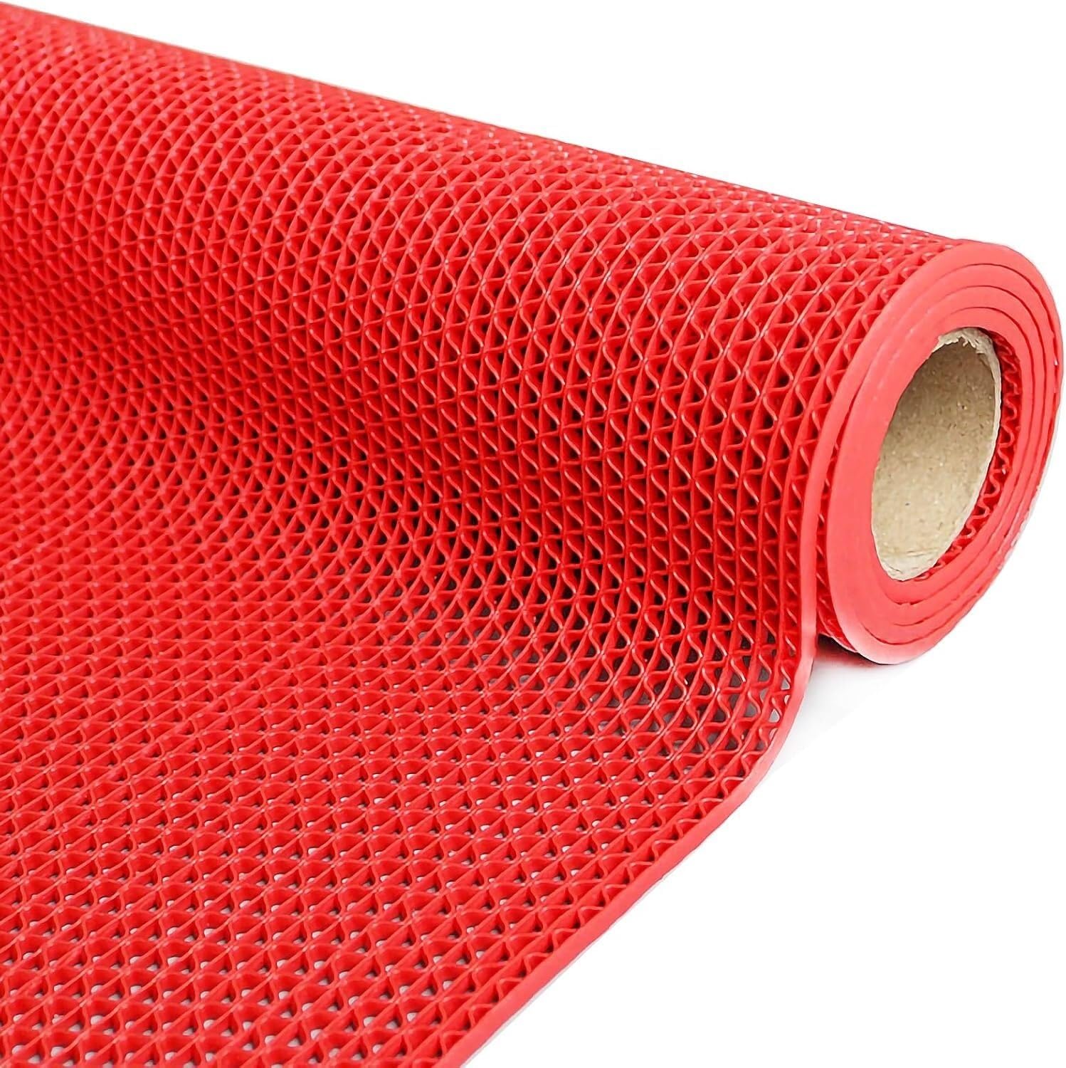 Hpthly Red Drainage Non-Slip Mat Pvc Floor Mat, 0.2In Thick Commercial Wet Area S-Shaped Hollow Drainage Mat,-120X300cm