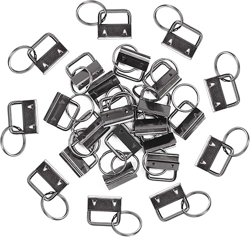 Miniatura 7 de Swpeet 90 llaveros de bronce y negro pistola de 1 pulgada con juegos de llaveros, perfectos para pulseras de bolsa con telacintacorreagrabado en