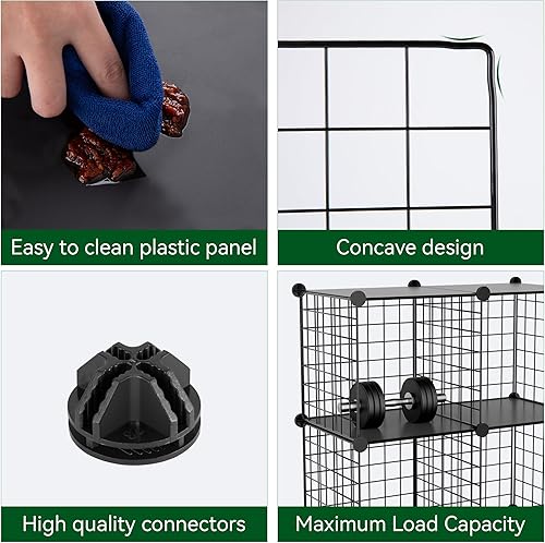 Miniatura 5 de TUMUCUTE - Organizador de almacenamiento con cubos de alambre, estantes metálicos con 12 cubos, organizador modular y apilable para dormitorio, sala