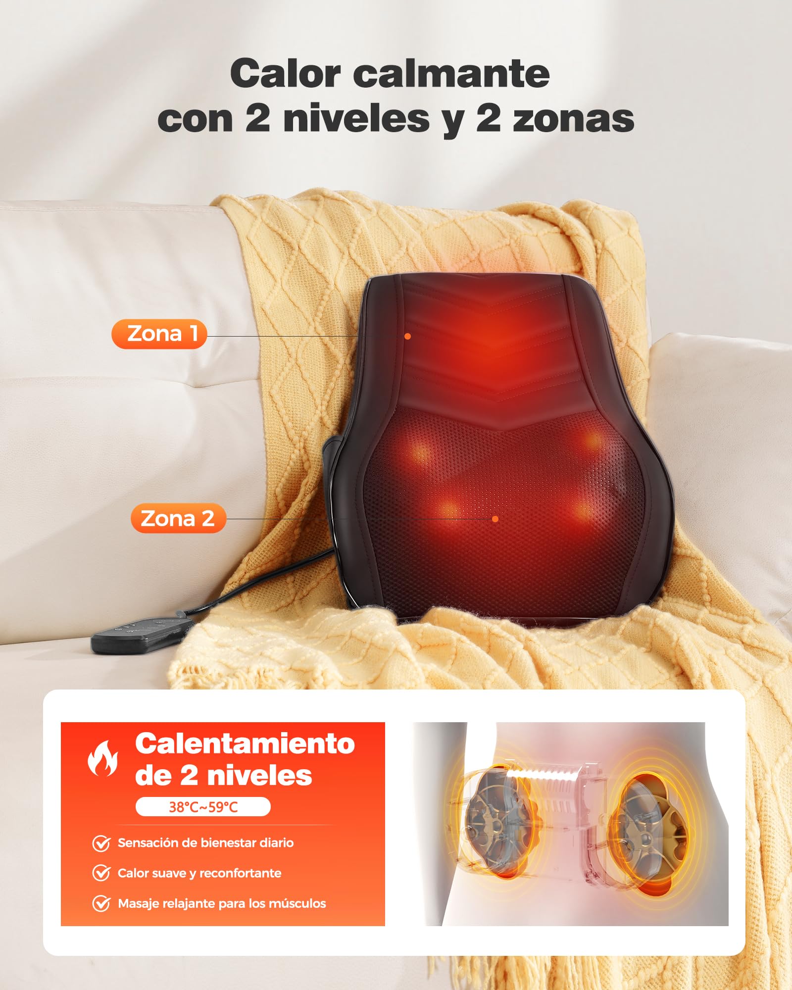 Boriwat Masajeador Cervical y Espalda con Calor, 3D masajeador electrico para aliviar el dolor, Masaje eléctrico de cuello/Cervical/hombros, hombros y piernas para casa y la oficina, Negro