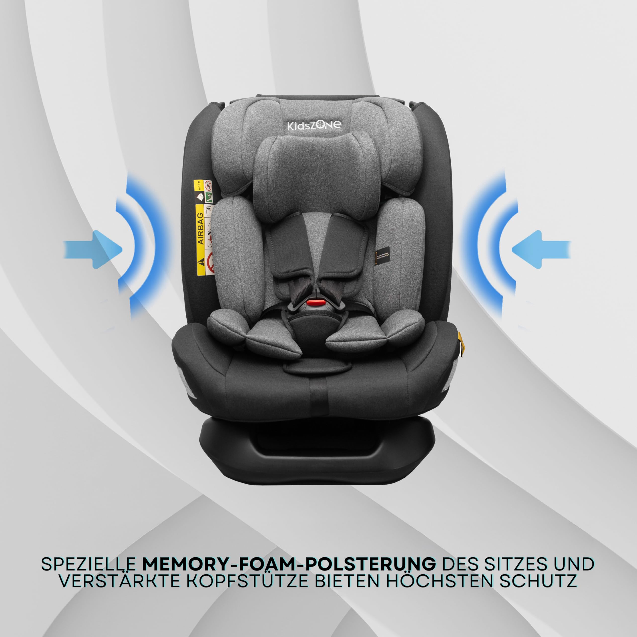 Kindersitz ohne Isofix 0-36 kg – Autositz i-Size 40-150 cm (Gruppe 0+ 1 2 3) – 5 Punkt Sicherheitsgurt, Verstellbare Kopfstütze