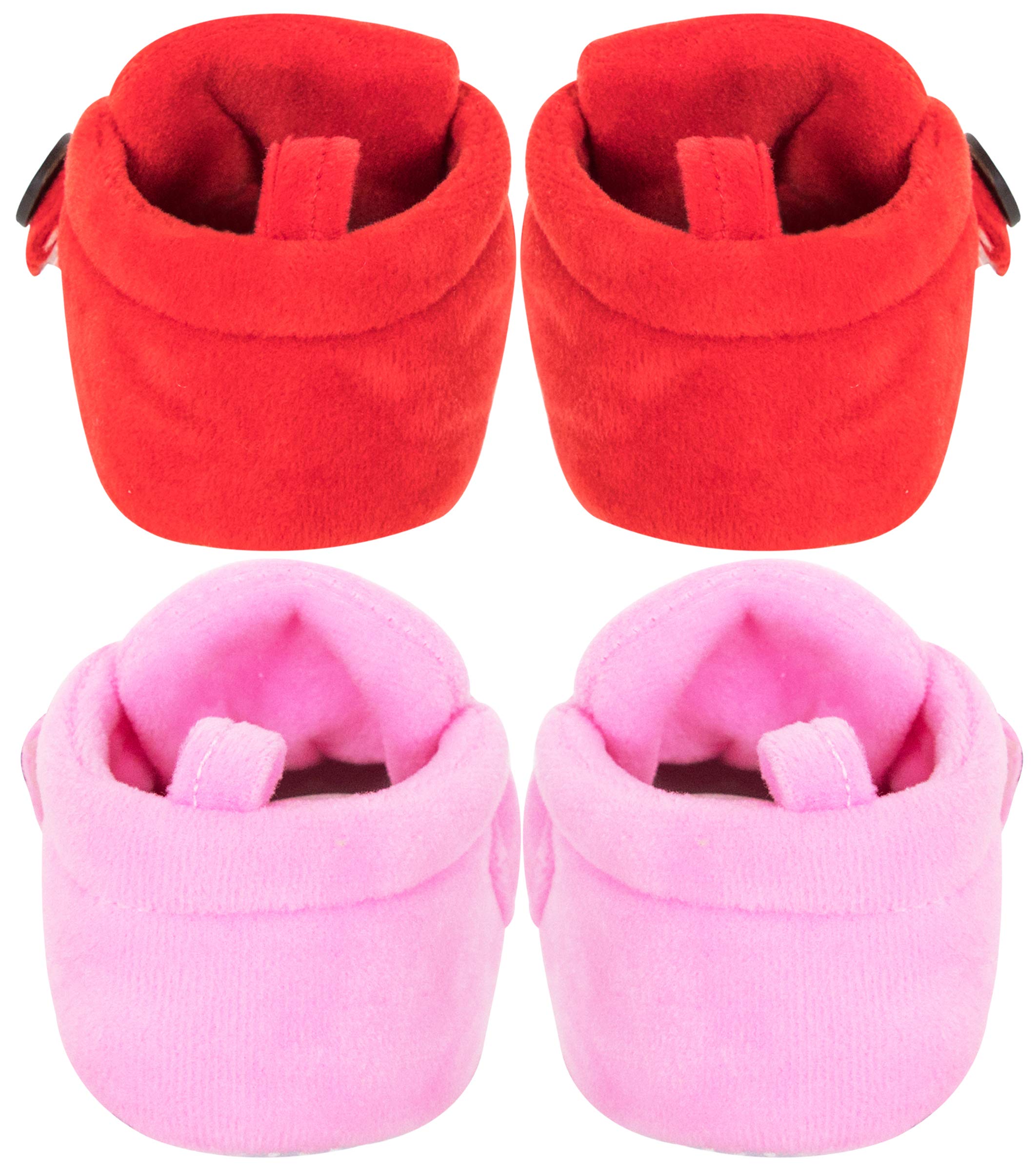 Neska Moda Set Of 2 Pair Baby Boys & Baby Girls 6 to 12 Months Velvet Booties (Red,Baby Pink) -BT784andBT785 1