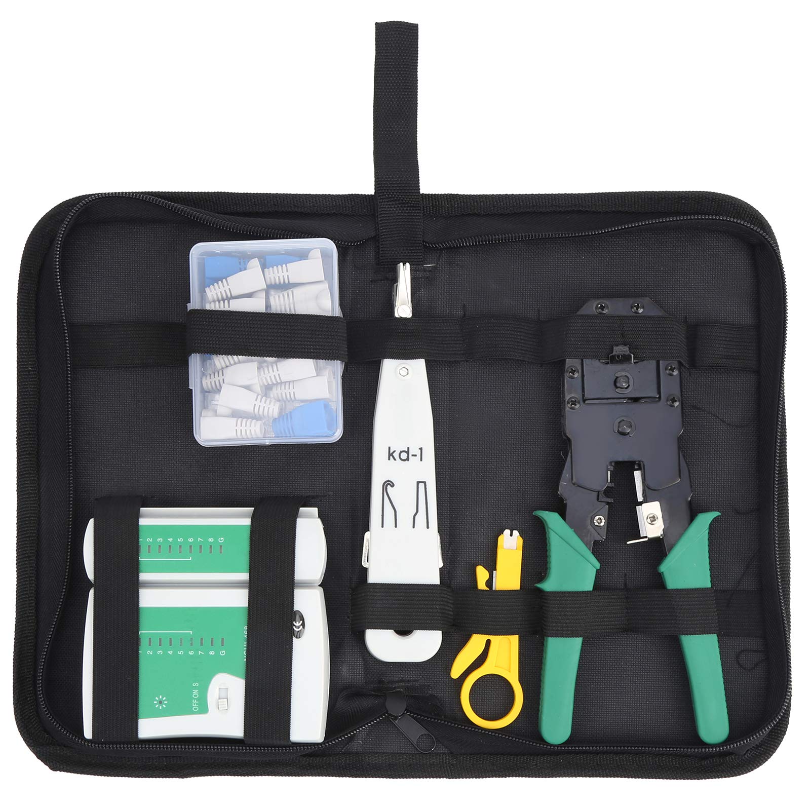 ELBME Network Cable Tester Repair Set, Portable Durable Professional Network Cable Repair Tool Kit, ABS for Network Wiring Work Network Cable Detection-picture-19