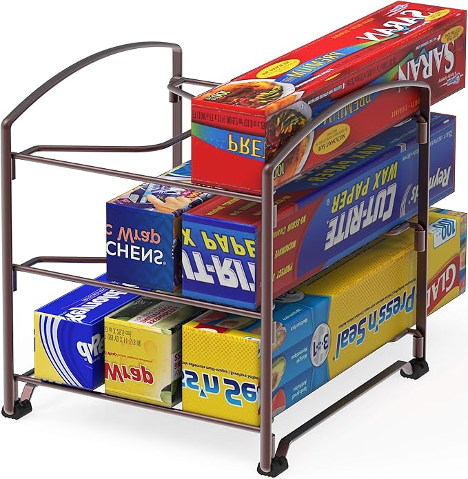 Simple Houseware Kitchen Wrap Organizer Rack, Bronze