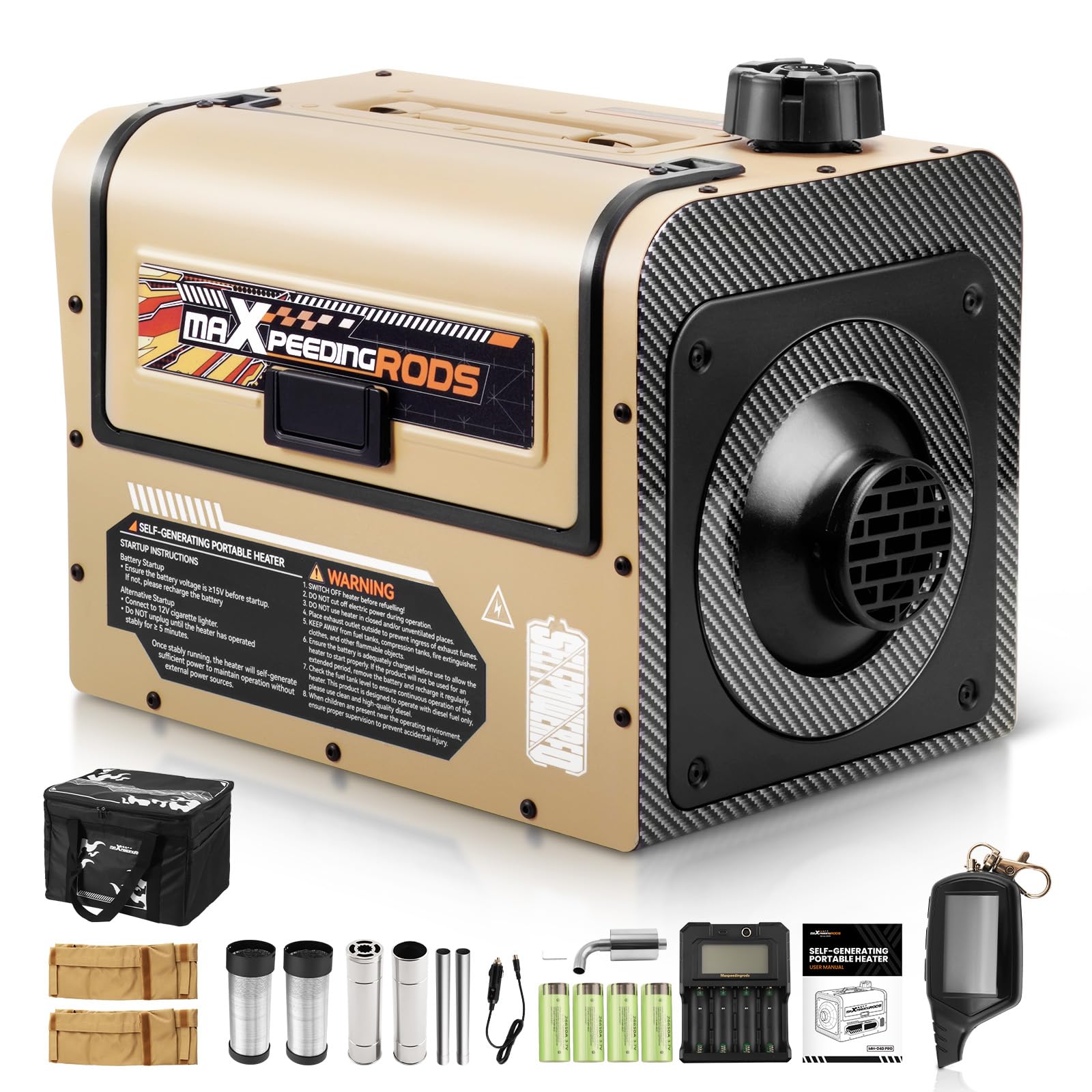 maXpeedingrods Selbstversorgender 5KW Standheizung, Selbsterzeugender Tragbarer Autoheizer, mit USB-Ausgang, Leiser Betrieb für Outdoor Reiseabenteuer, Autos, Boote, Camping, Eisfischen