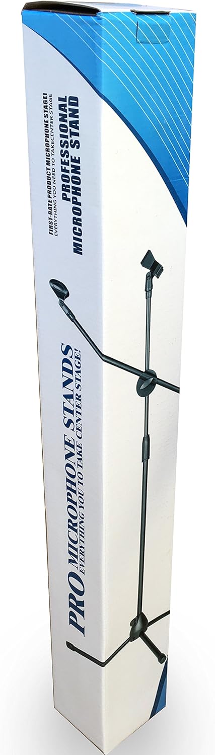 Tripod Boom Microphone Stand - Fully Adjustable Black Mic Stand & Holder - Maximum Stability Safe Knob Lock - Anti-Slip Rubber Tripod Ends - Lightweight & Portable By Sure Luxury