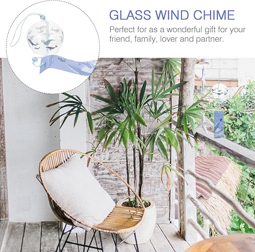 Miniatura 6 de TENDYCOCO Campanillas de viento de vidrio, carillón de viento japonés, etiqueta única hecha a mano, campanas de viento colgantes para el hogar,