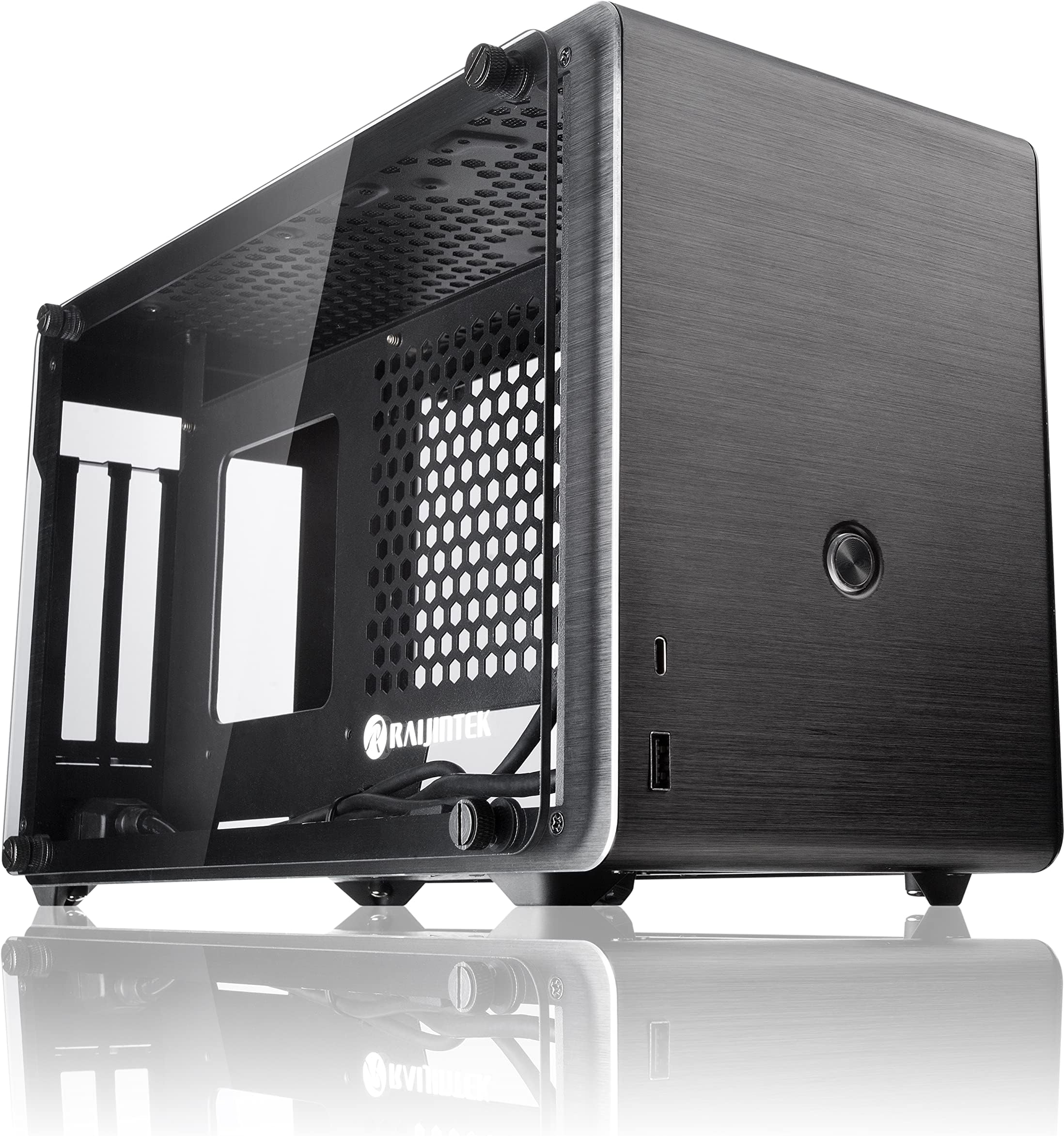 RAIJINTEK OPHION SFF PC Case (Mini-ITX) with Tempered Glass, Max. 330mm VGA Card, ATX PSU, Type-C Hub, Riser Card, 3x2.5" HDD, Magnetic Design Dust Filter