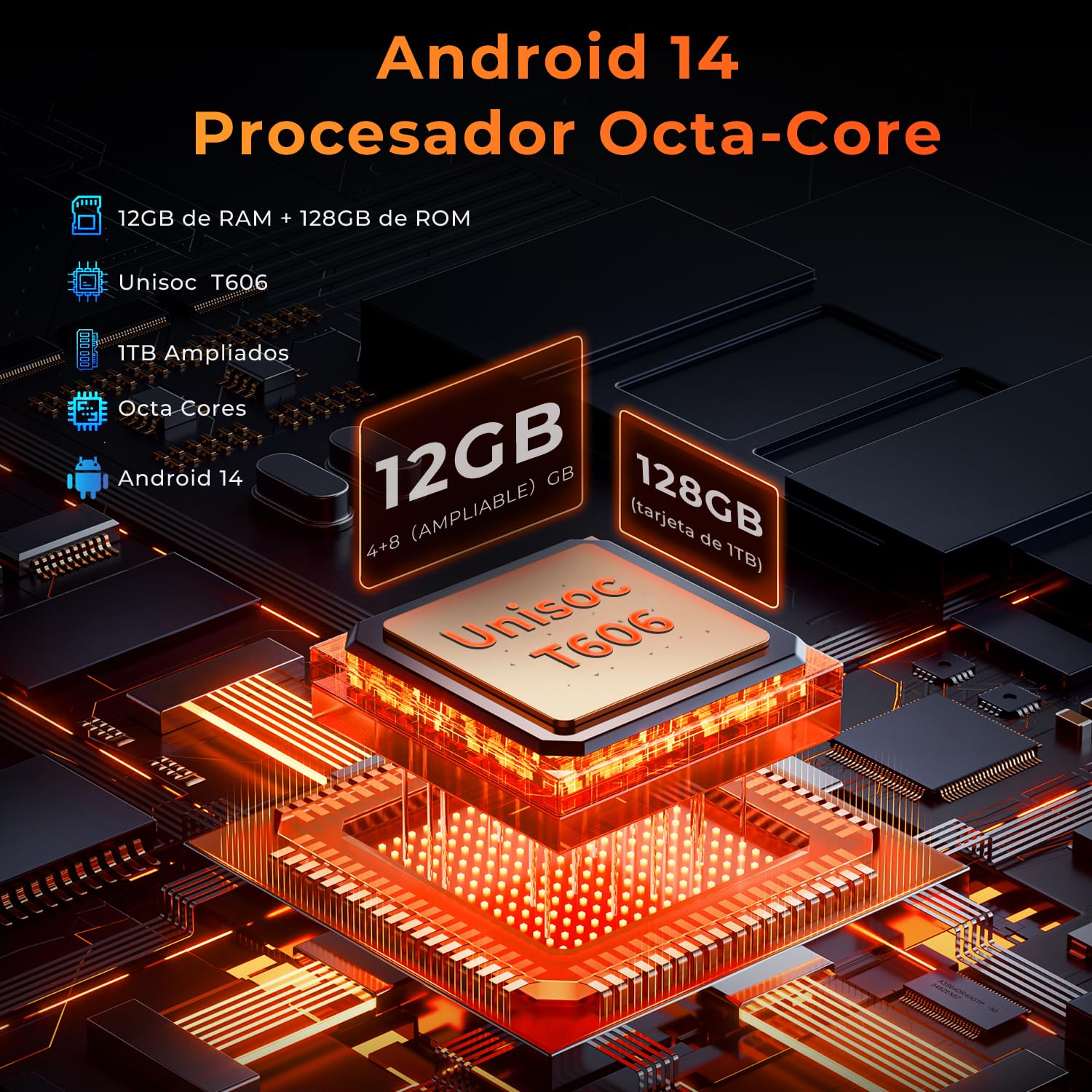HOTWAV R8 Tablet Rugerizada - 10.1" HD+ Pantalla Waterproof Tablet, 12 + 128GB/1TB TF Tableta Android 14, 10800 mAh Tablets Robusta, Cámara de 13MP, Octa-Core/IP68 & IP69K/Dual SIM 4G/WLAN 5/GPS/OTG