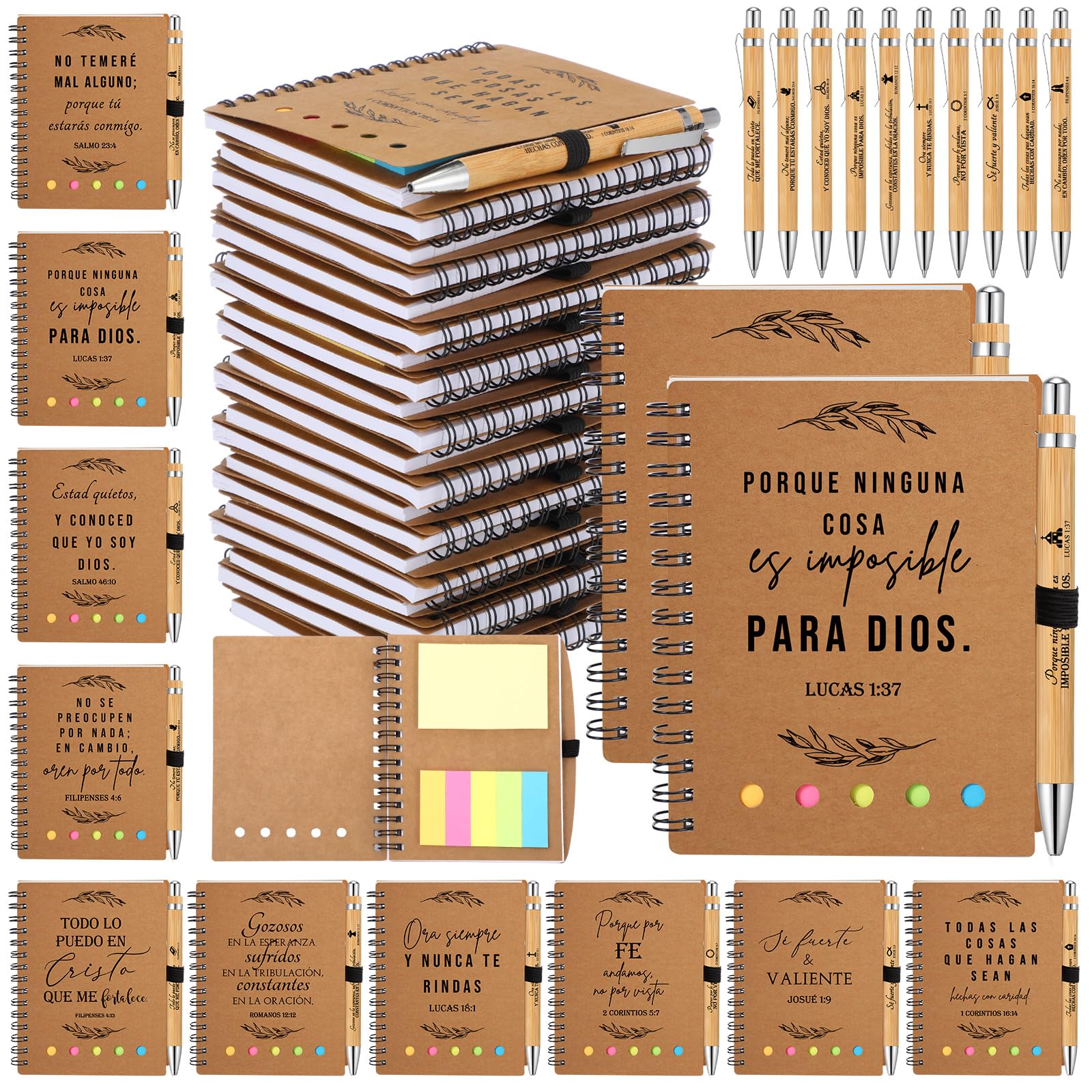 Kosiz 40 Pcs/20 Set Easter Christian Gifts Prayer Journal Notebook for Women Journal Spiral 5.3x4.1 in, Religious Bible Verse Pen Sticky Note for