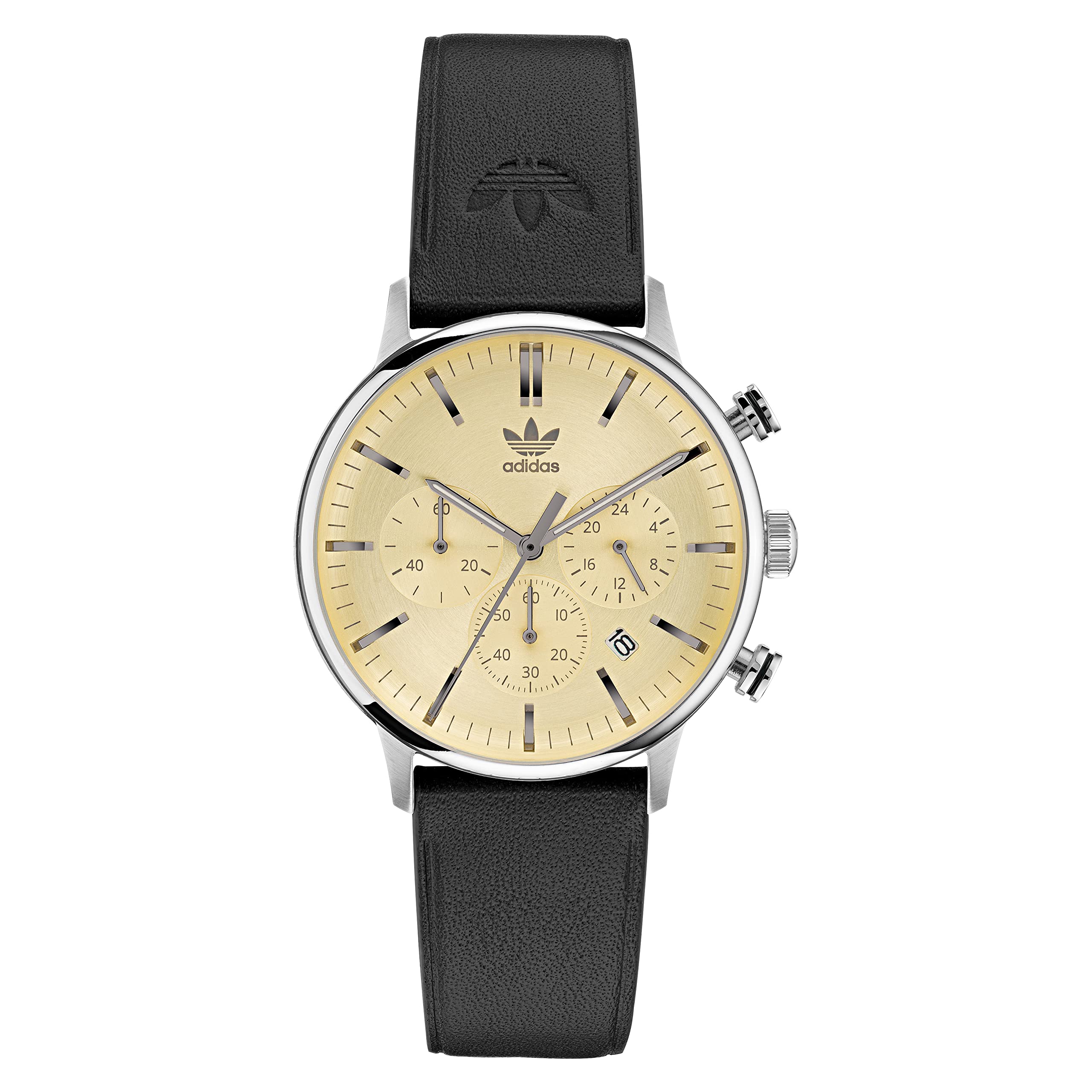 adidas Unisex Leather Originals Gold Tone Dial Analog Watch - Aosy22532, Band Color-Black (B0BHL3GNN2) Amazon Price History, Amazon Price Tracker