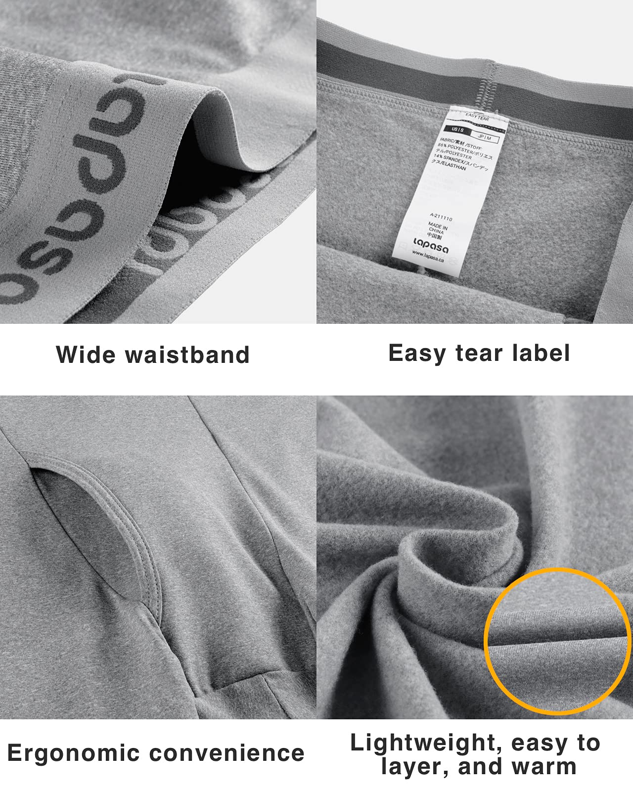 LAPASA Pacco da 2 o 1 Calzamaglie Termica Uomo Fodera in Pile Medio/Pesante Pantaloni Termici Sportivi Strato Base Biancheria Intima Leggings Caldi M10/M25/M56