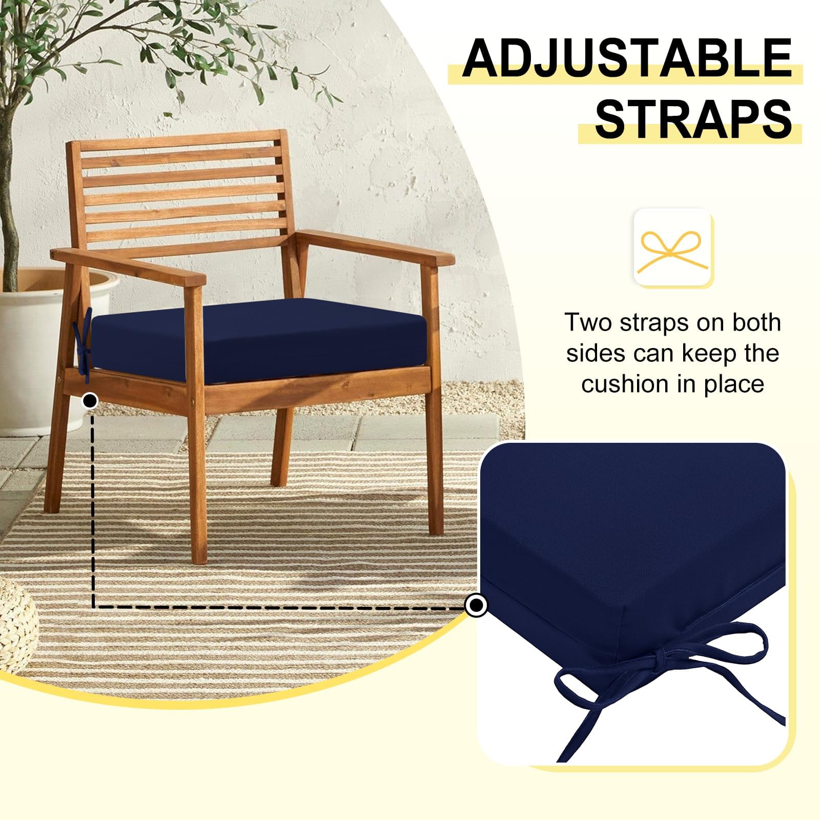 downluxe - Set di 4 cuscini per interni ed esterni, impermeabili, quadrati, 47 x 40,6 x 7,6 cm, colore: Blu navy