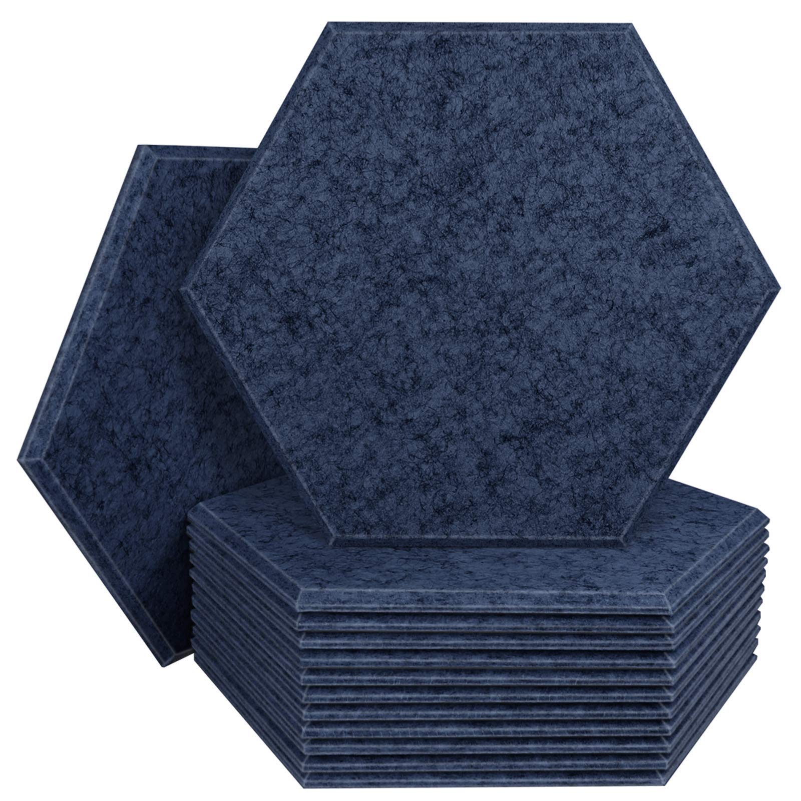 DEKIRU12 Pack Acoustic Panels Hexagon Sound Proof Padding, 14 X 13 X 0.4 Inches Sound dampening Panel Used in Home & Offices (Dark Blue)