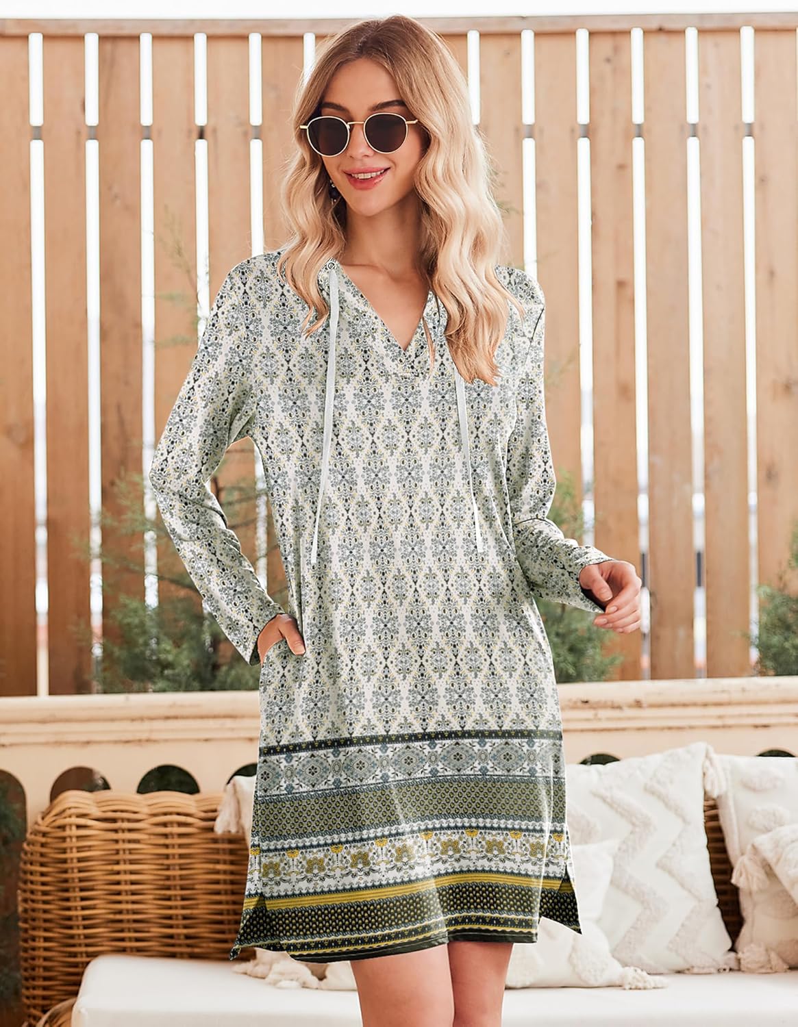 HOTOUCH Womens UPF 50+ Cover-Up Dress Beach SPF Sun Protection Long Sleeve Shirts Dress Lightweight Athletic UV Hoodie - Image 2