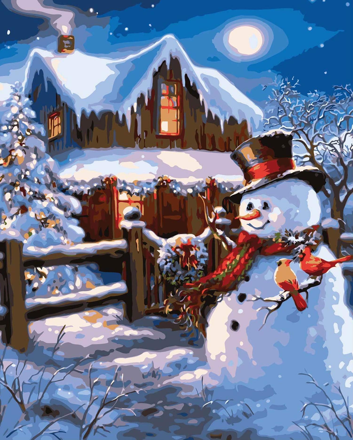 Paint by Numbers Christmas,DIY Oil Painting Kit for Adults Beginner with Paint Brushes and Acrylic Pigment-16 x 20 inch (Snowman)