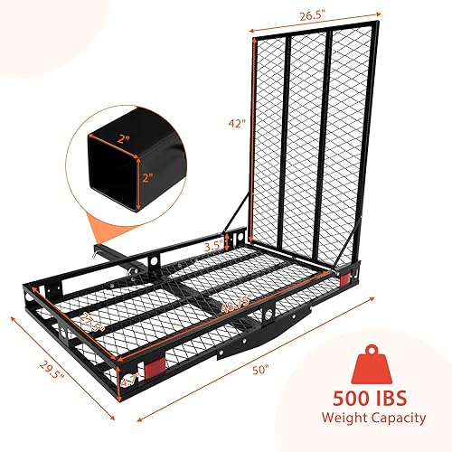 Miniatura 7 de Goplus Transportador de scooter de movilidad, 50 x 29.5 pulgadas plegable para silla de ruedas para automóvil con rampa de 42 pulgadas,