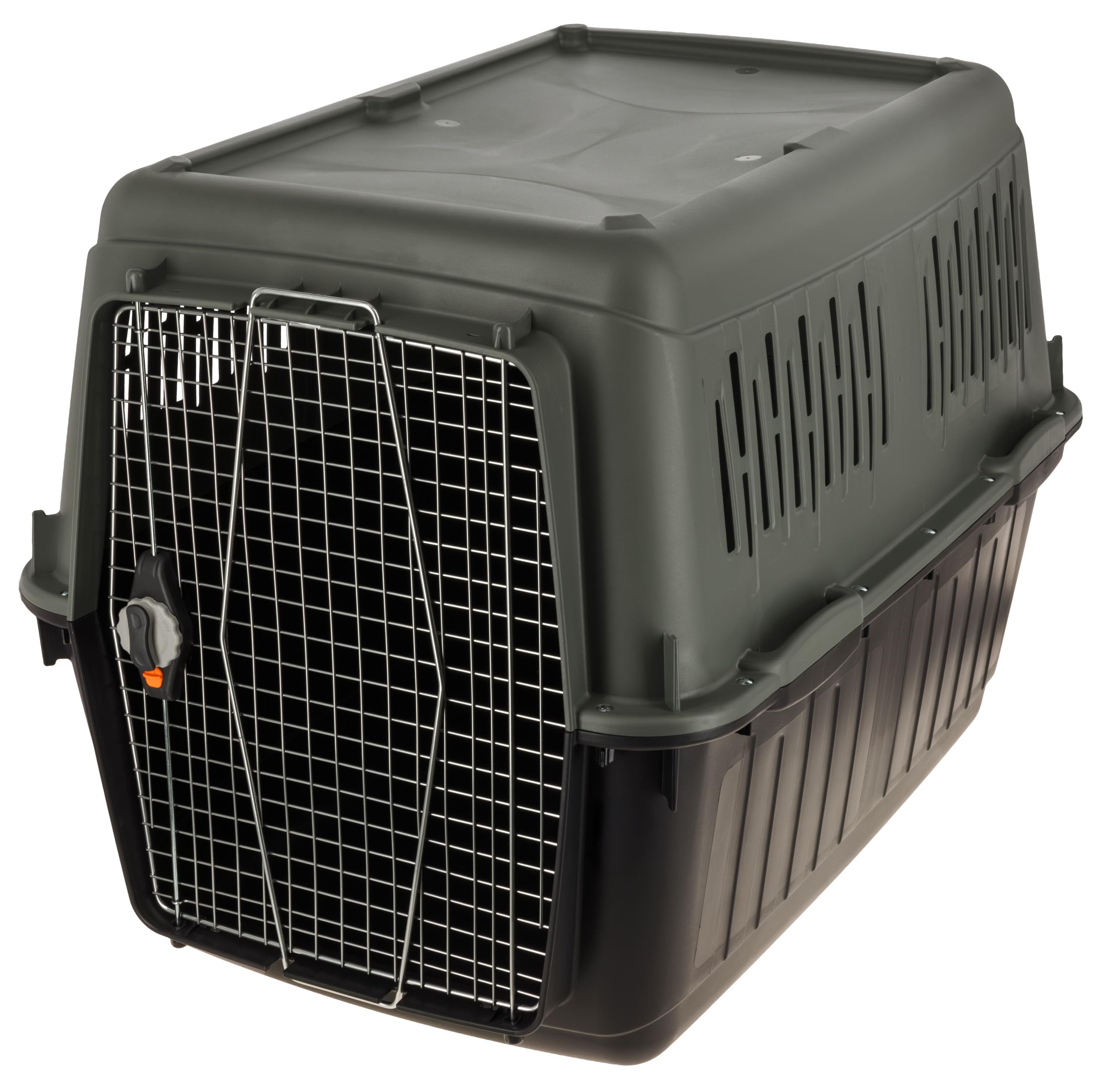 Transportbox Eco, Hundebox, anthrazit/graugrün, 102 x 73 x 76,5 cm, Kunststoff, 35-60 kg, Hunde, flugtauglich, mit 0,3 l-Wassernapf, mit Metalltüre