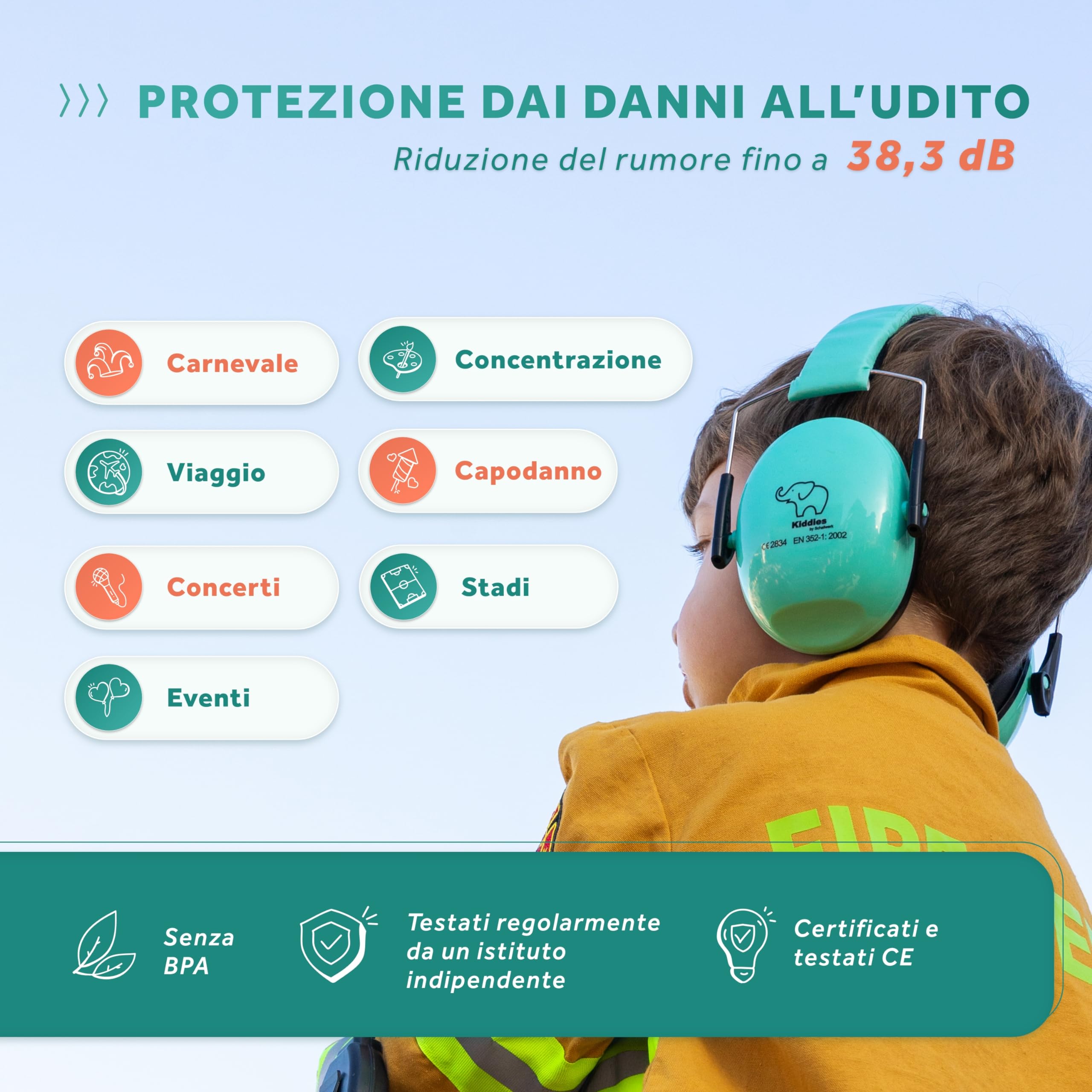 Schallwerk® Kiddies – Cuffie Antirumore Bambini – Protezione dell’Udito con Isolamento Acustico – Cuffie Rumore, Ideali per Scuola, Viaggi e Feste, Aero, Antirumore, Neonato, concerto, neonati