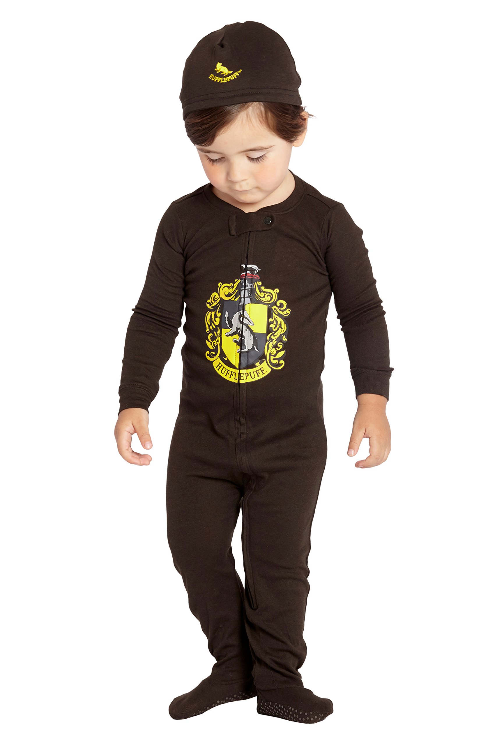 Harry Potter Intimo - Conjunto de pijama para bebé con pie Jammies Beanie Hogwarts House Gryffindor, 12 meses, Hufflepuff, 6 meses, Hufflepuff, 6 meses