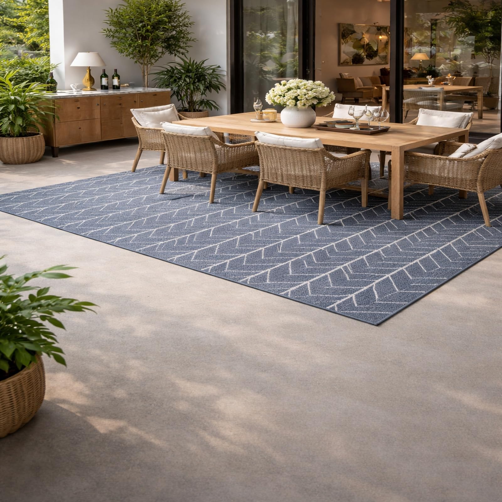 Alfombra de fácil cuidado azul moderno Rururug de pelo corto