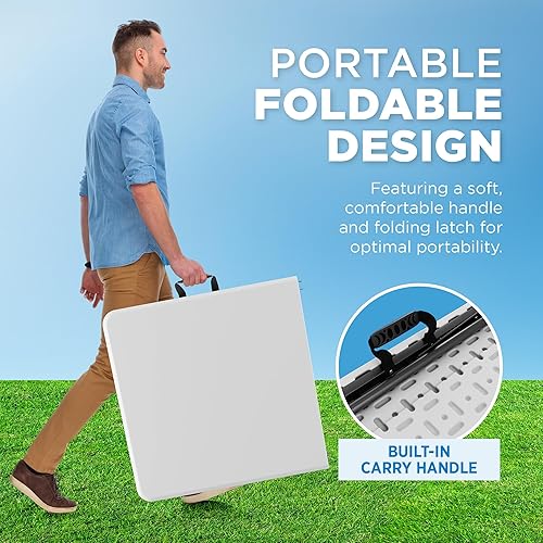Miniatura 6 de Sorfey Mesa plegable portátil de 5 pies x 28 pulgadas de plástico para interiores y exteriores para picnic, barbacoa, fiesta,