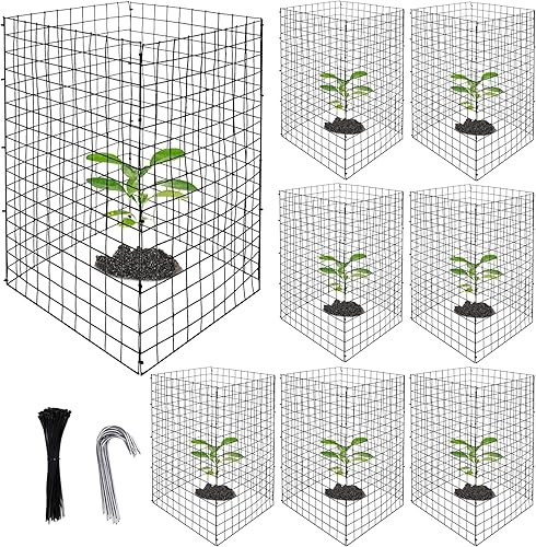 Miniatura 1 de Paquete de 8 protectores de alambre para plantas, 20 x 12 pulgadas, jaulas cuadradas de alambre de malla para plantas de jardín, barricadas de