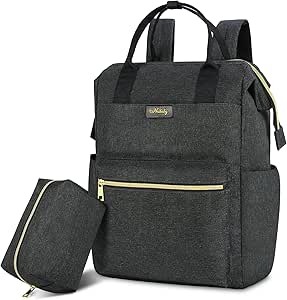 NUBILY Sac à Dos Femme avec Trousse de Maquillage Sac à Dos PC Ordinateur Portable 15.6 Pouces avec Trou USB Imperméable pour Collège Affaire Voyage