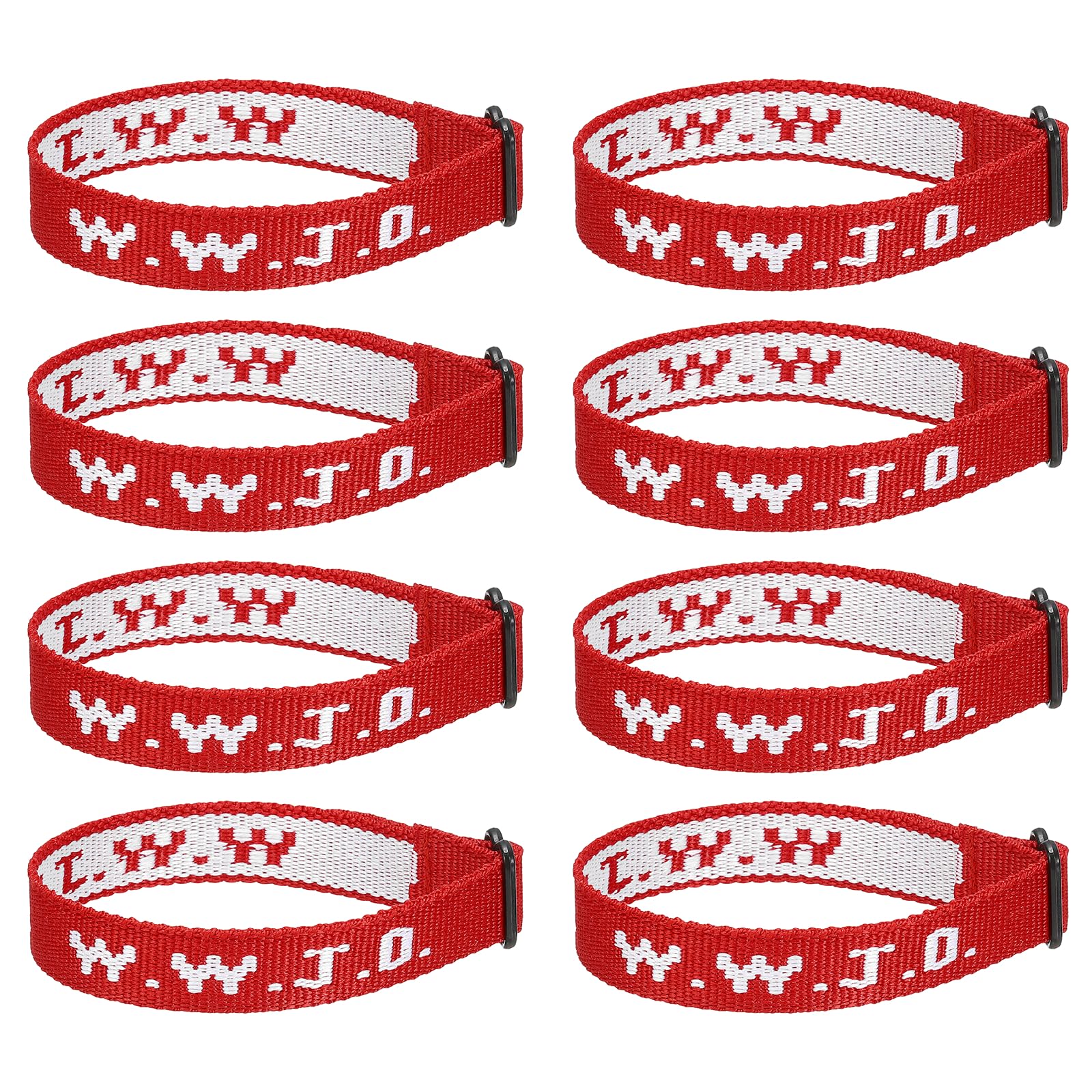 PATIKIL 8Pcs W.W.J.D Bracelets, Christian Gifts Wristbands Adjustable Woven Wristbands What Would Do Bracelet Braided Bracelets, Red