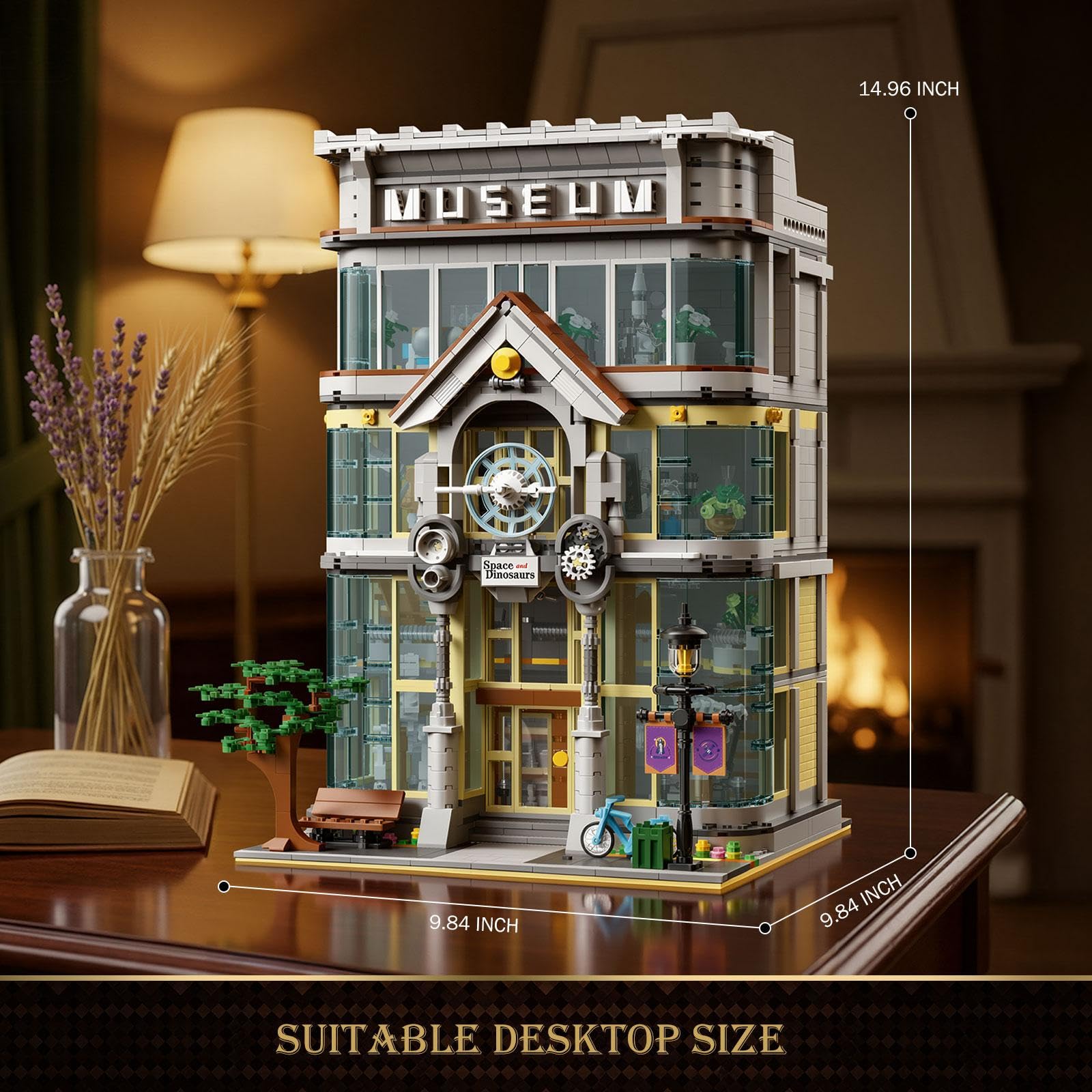 JMBricklayer Wissenschaftsmuseum Bausteine Erwachsene, Mint-Architektur Modul Klemmbausteine mit Licht, 5-schichtiges Kreatives Ausstellungs Sammelmodell, Lehrreiches Unterhaltsames Geschenk 21104