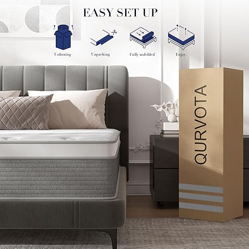 Vista 9 de Colchón de tamaño matrimonial – Colchón de espuma viscoelástica de 12 pulgadas en una caja para alivio de presión y aislamiento de movimiento