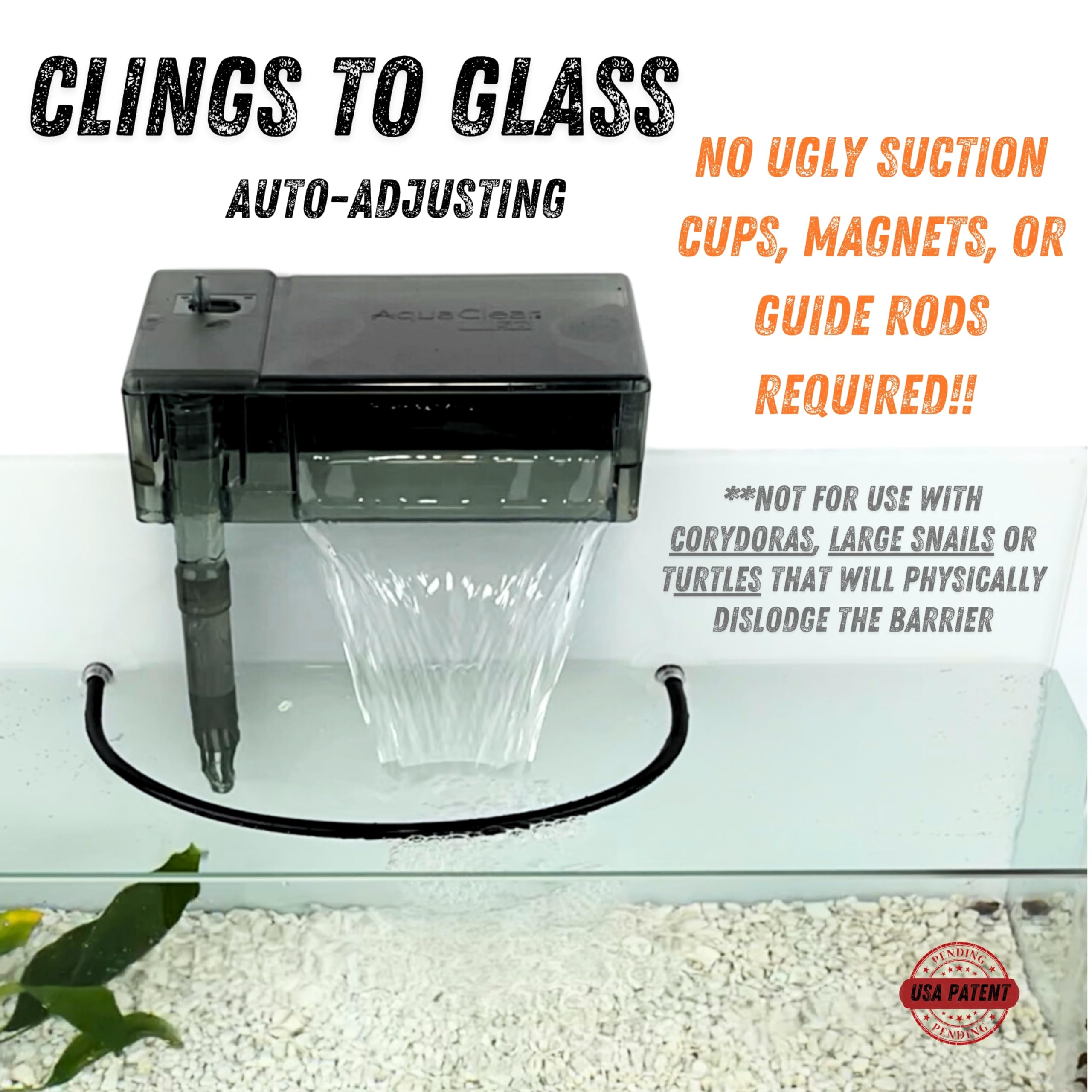 Aquarium Floating Plant Barrier for Small Tanks with Low Surface Flow; Uses Capillary Action to Cling to Glass; No Suction Cups; Auto Adjust to Any Water Level; Bend into Any Shape (Clear Combo)