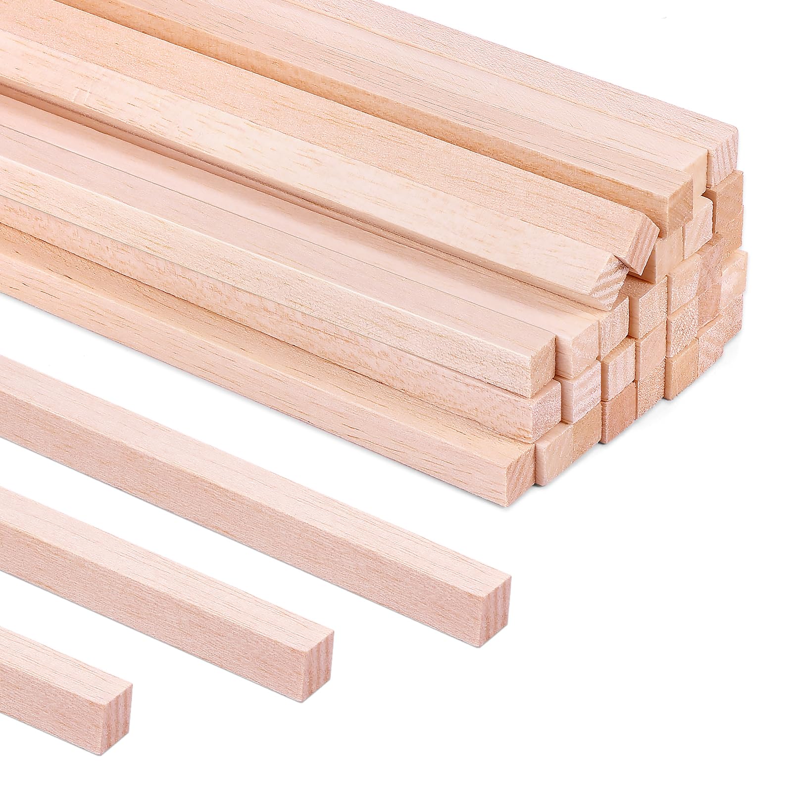60 Pieces Balsa Wood Sticks 1/2 x 1/2 x 12 Inch Wood Strips Balsa Square Wooden Dowels Hardwood Unfinished Wood Sticks for Crafts DIY Projects Models Making Supplies