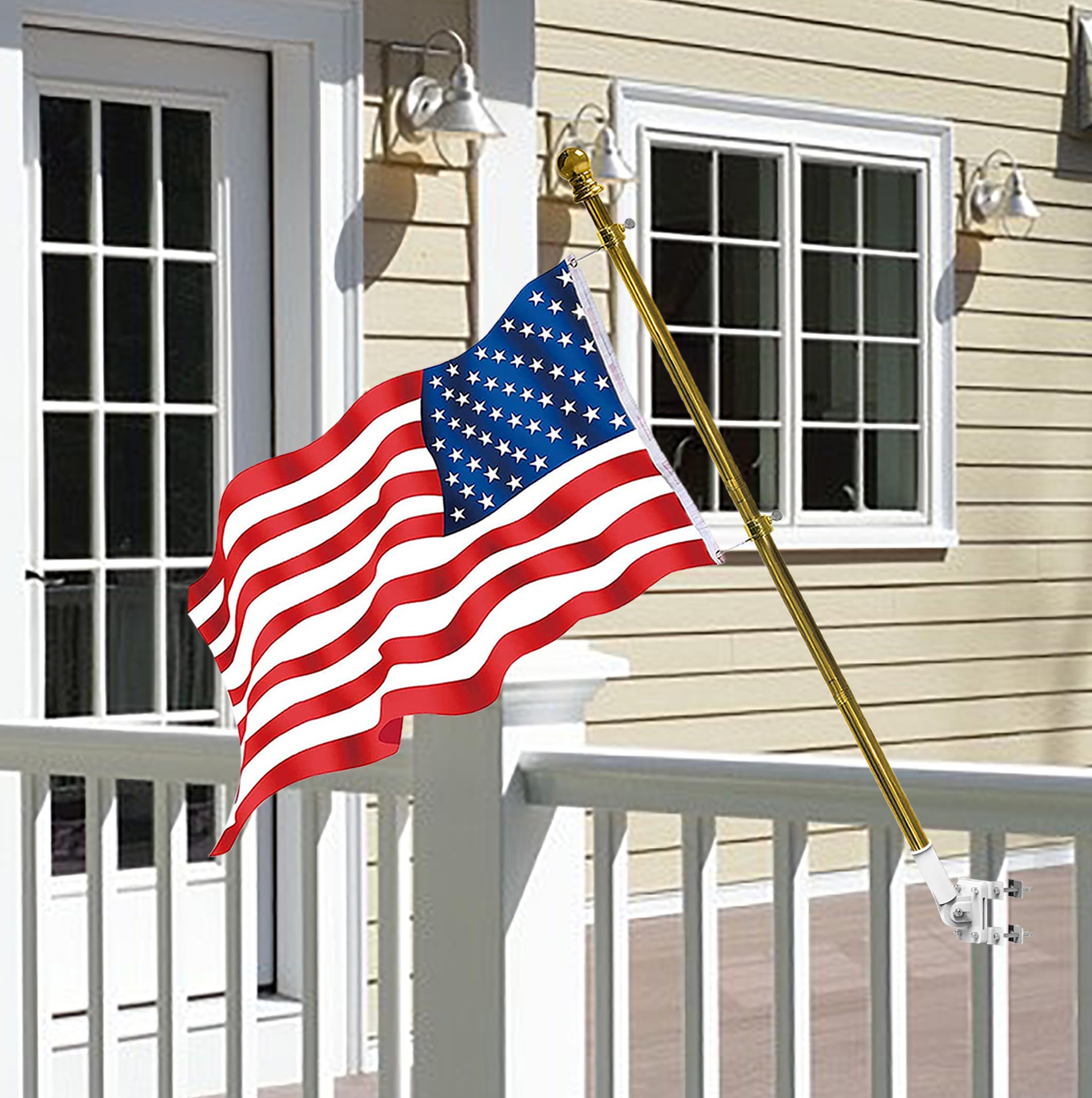 TOYANDONA - Écarteur De Drapeau Réglable Pour Mât, Fixation Anti-balancement, Acier Inoxydable, Pour Balcon Intérieur/extérieur (100 Cm)