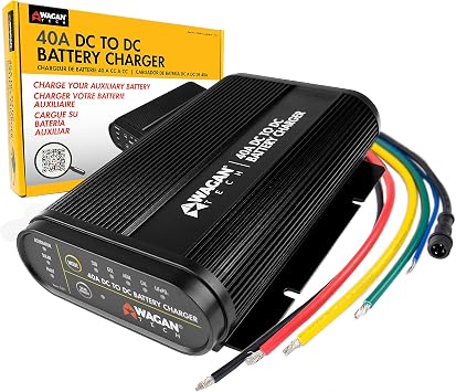Wagan EL7411 12V 40A DC to DC Battery Charger with Solar Input MPPT Controller for SLA, Flooded, Gel, AGM, Calcium and Lithium, Using Multi-Stage Charging in RVs, Vehicles, Boats and Yachts