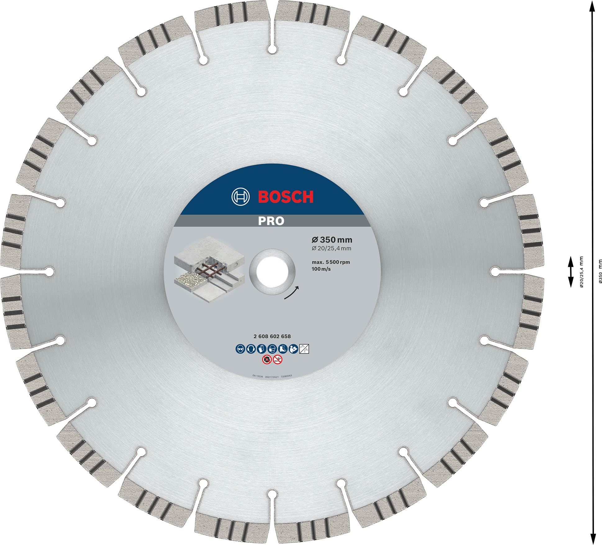 Bosch 2 608 602 658 - Disco de corte de diamante Best for Concrete - 350 x 20,00+25,40 x 3,2 x 15 mm (pack de 1)