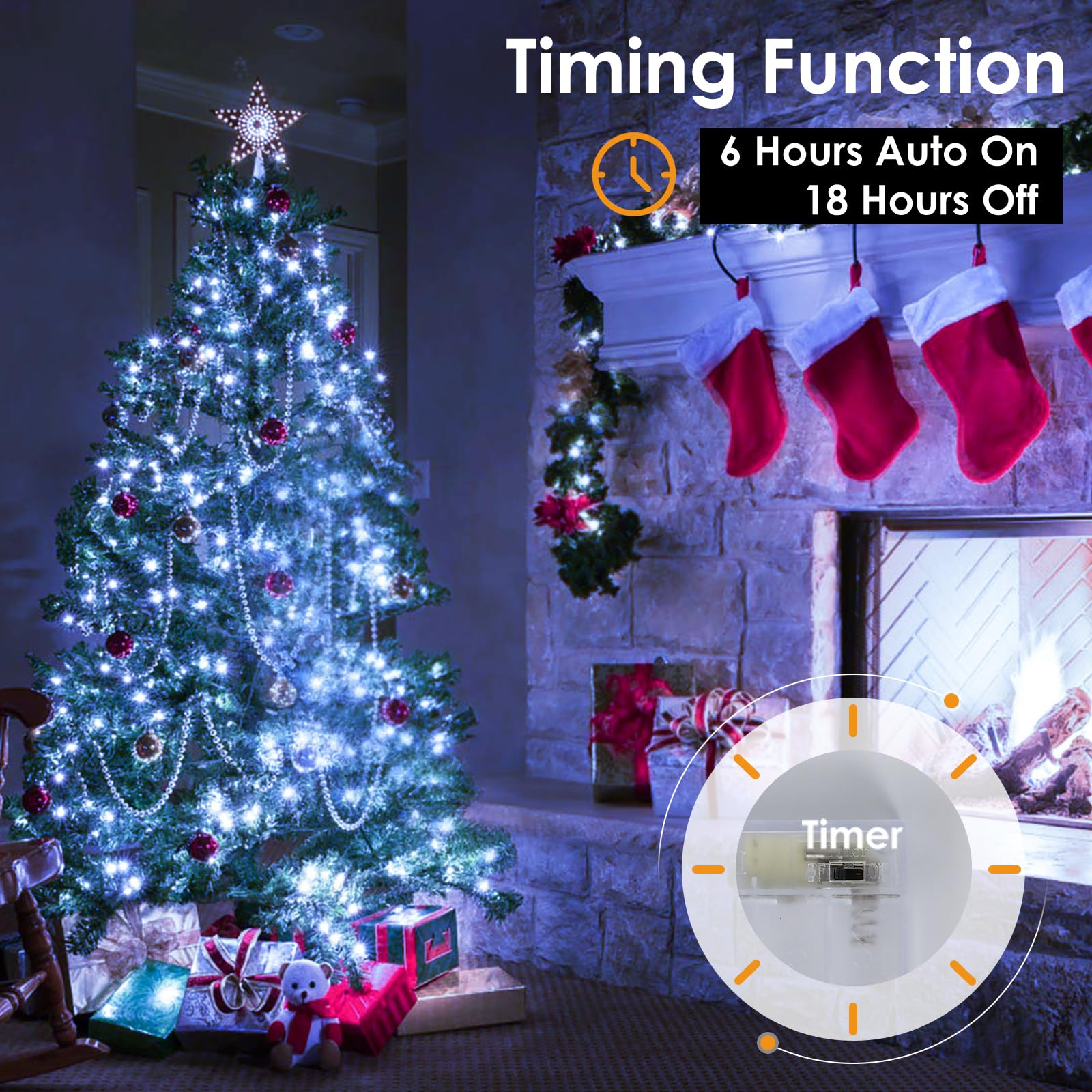 kolpop Paquete de 20 luces de hadas que funcionan con pilas, con temporizador, 16 pies, 50 luces LED de cadena de luces LED alimentadas por pilas, pequeñas luces de Navidad blancas frías para