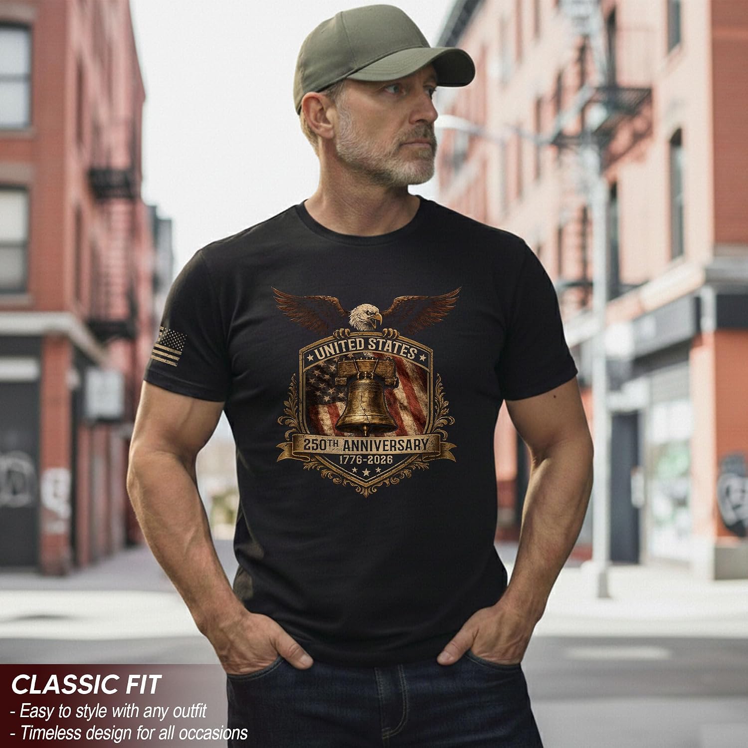 250 Year American Anniversary Shirt, Patriotic Shirts for Men, USA Eagle Graphic Shirt for Men