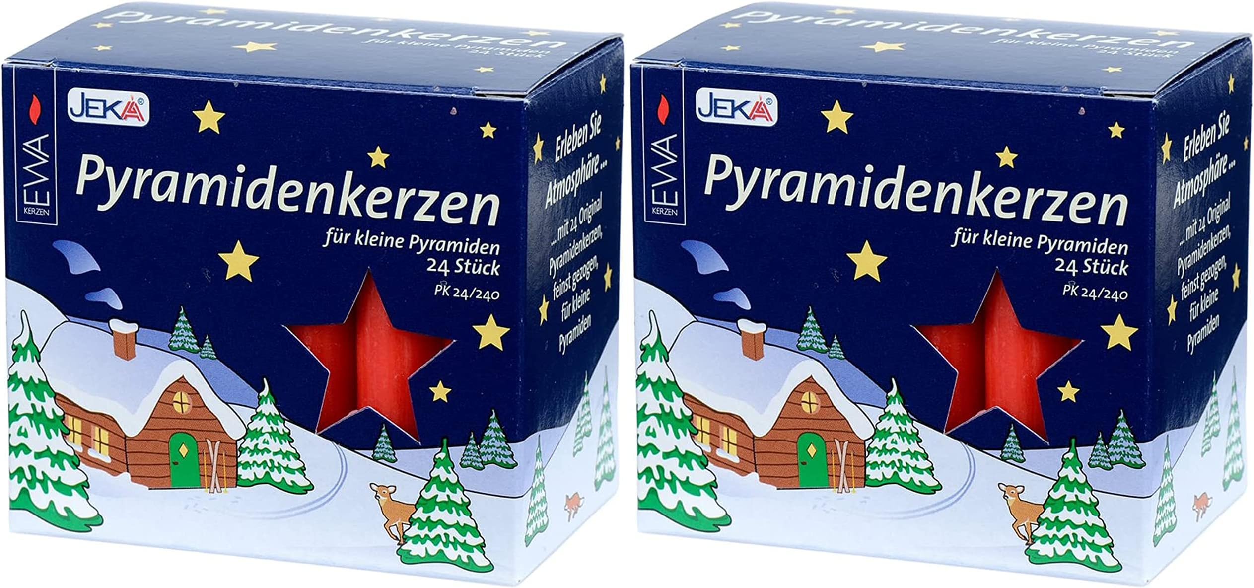 Pyramid Candles, 14 mm, Red, 2 Packs of 24