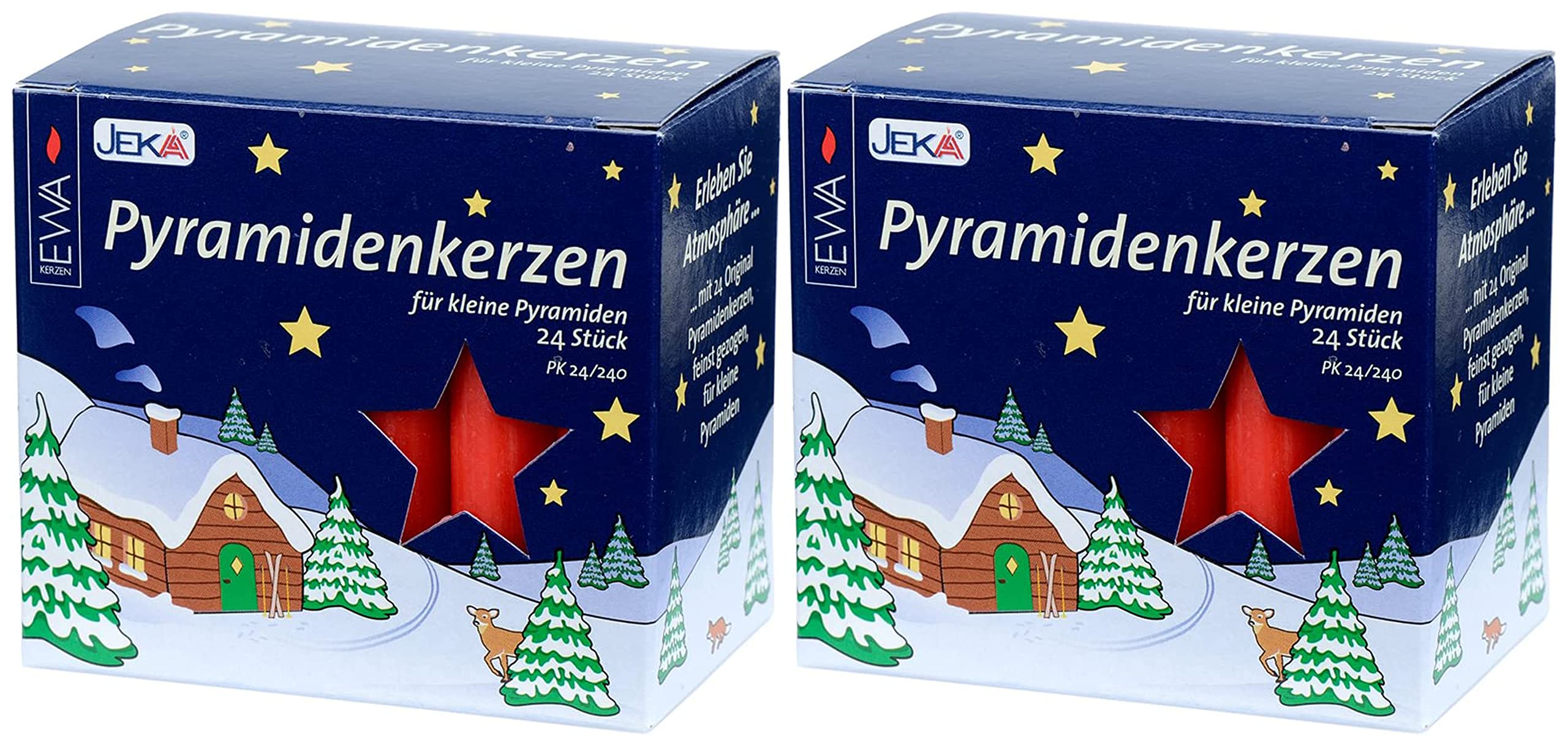 Pyramid Candles, 14 mm, Red, 2 Packs of 24