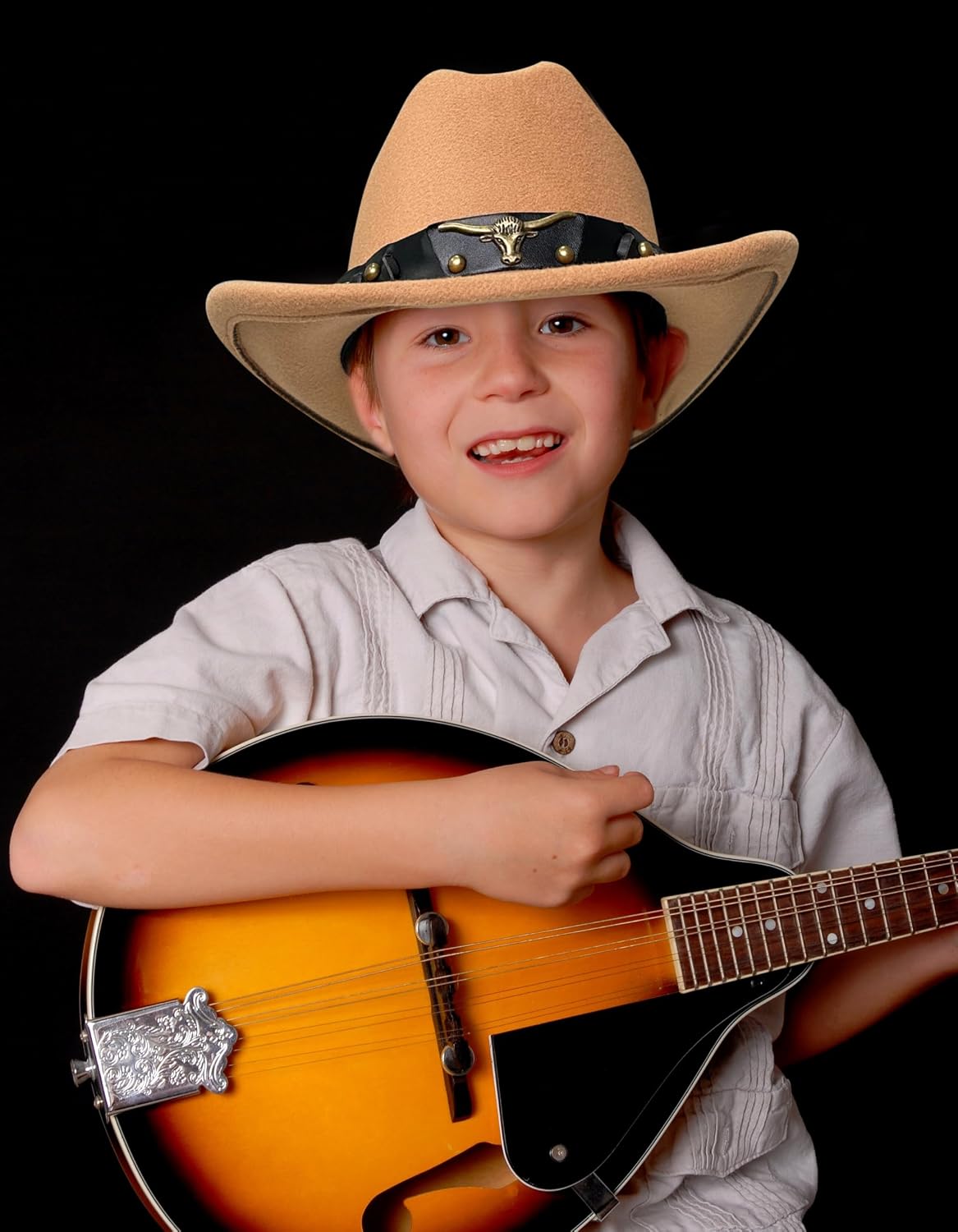 JOYEBUY Kids Western Cowboy Hat Felt Cowgirl Fedora Hat with Buckle Belt for Boys Girls