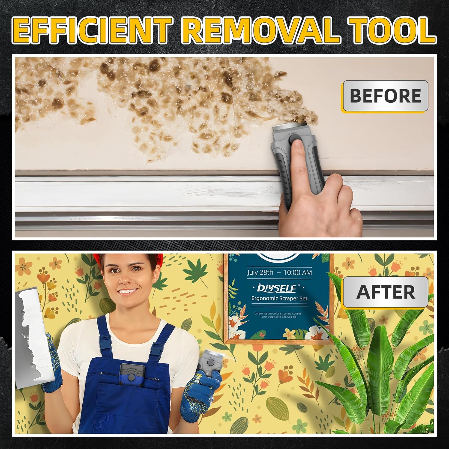 DIYSELF 1 Pack Razor Blade Scraper and 800 Pcs Single Edge Razor Blades