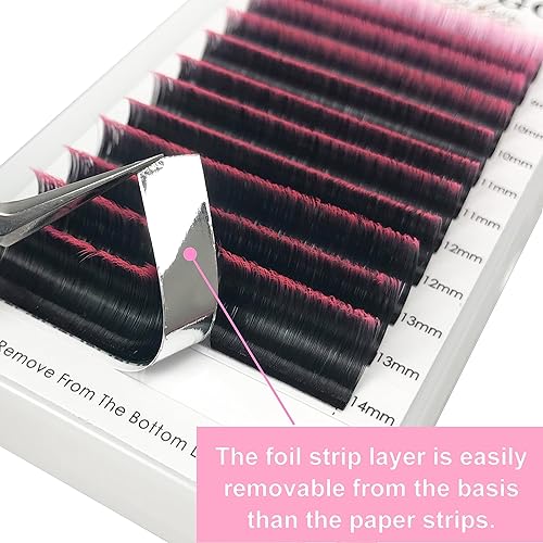 Miniatura 2 de CoMango Extensiones de pestañas de color Easy Fan de color rosa degradado, 0.003 in, rizo C, extensiones de pestañas de volumen autoabanico,