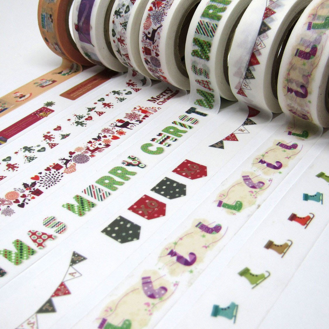 Amazon | カラフル ポップ クリスマス マスキングテープ 大量 8巻